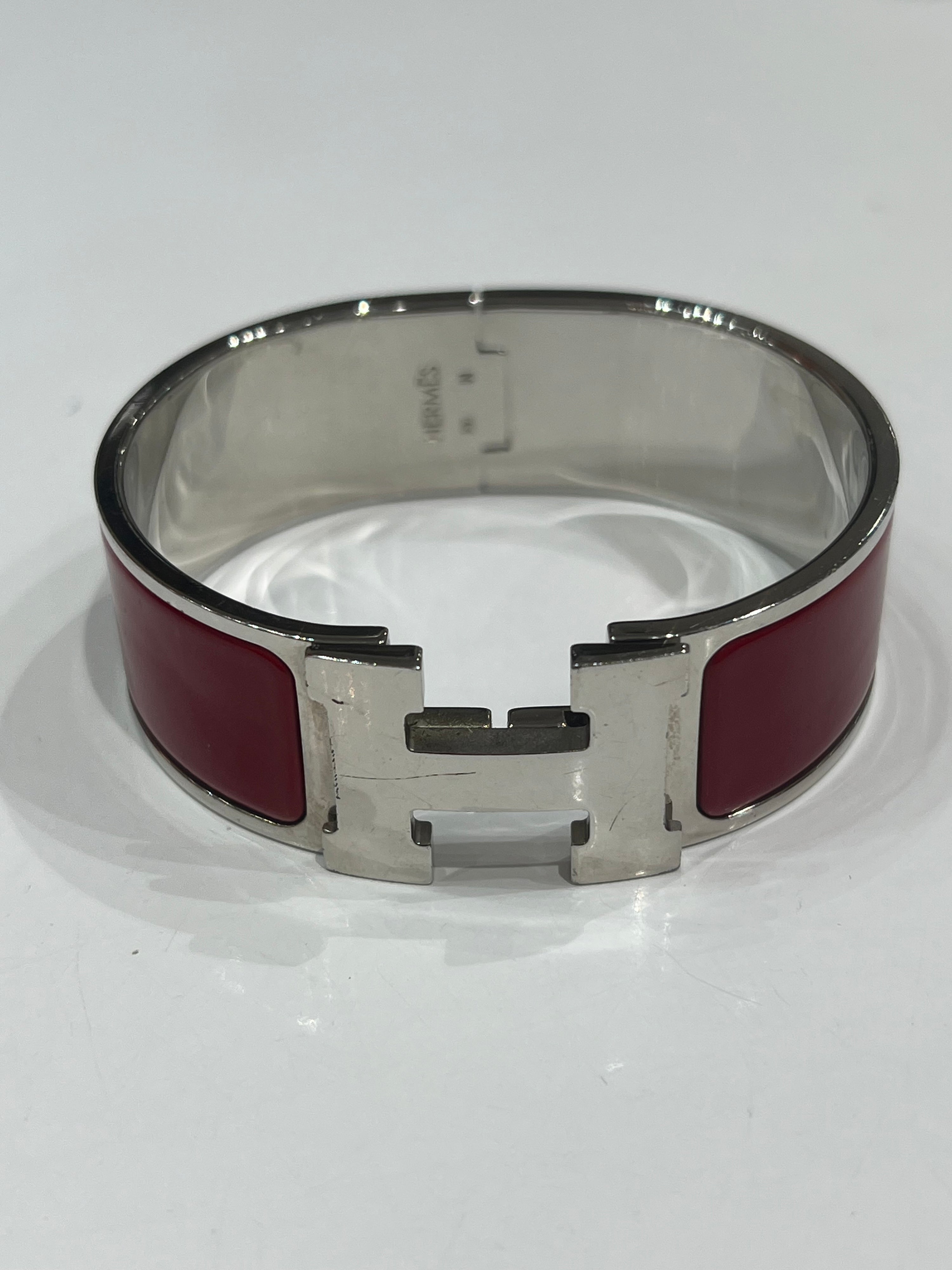 Hermès - bracelet clic clac bordeaux H palladium