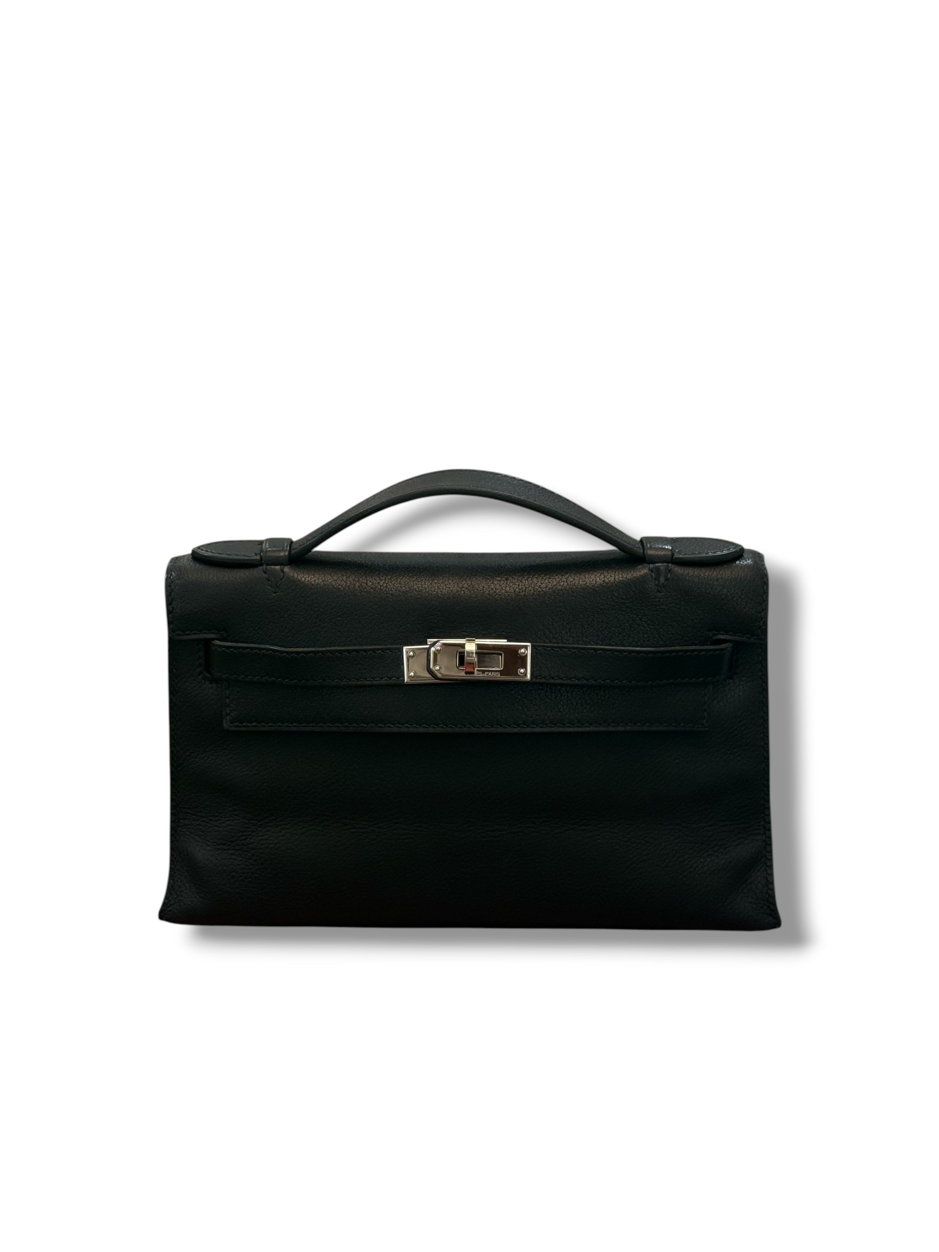 Hermès - Pochette Kelly Clutch Noir PHW