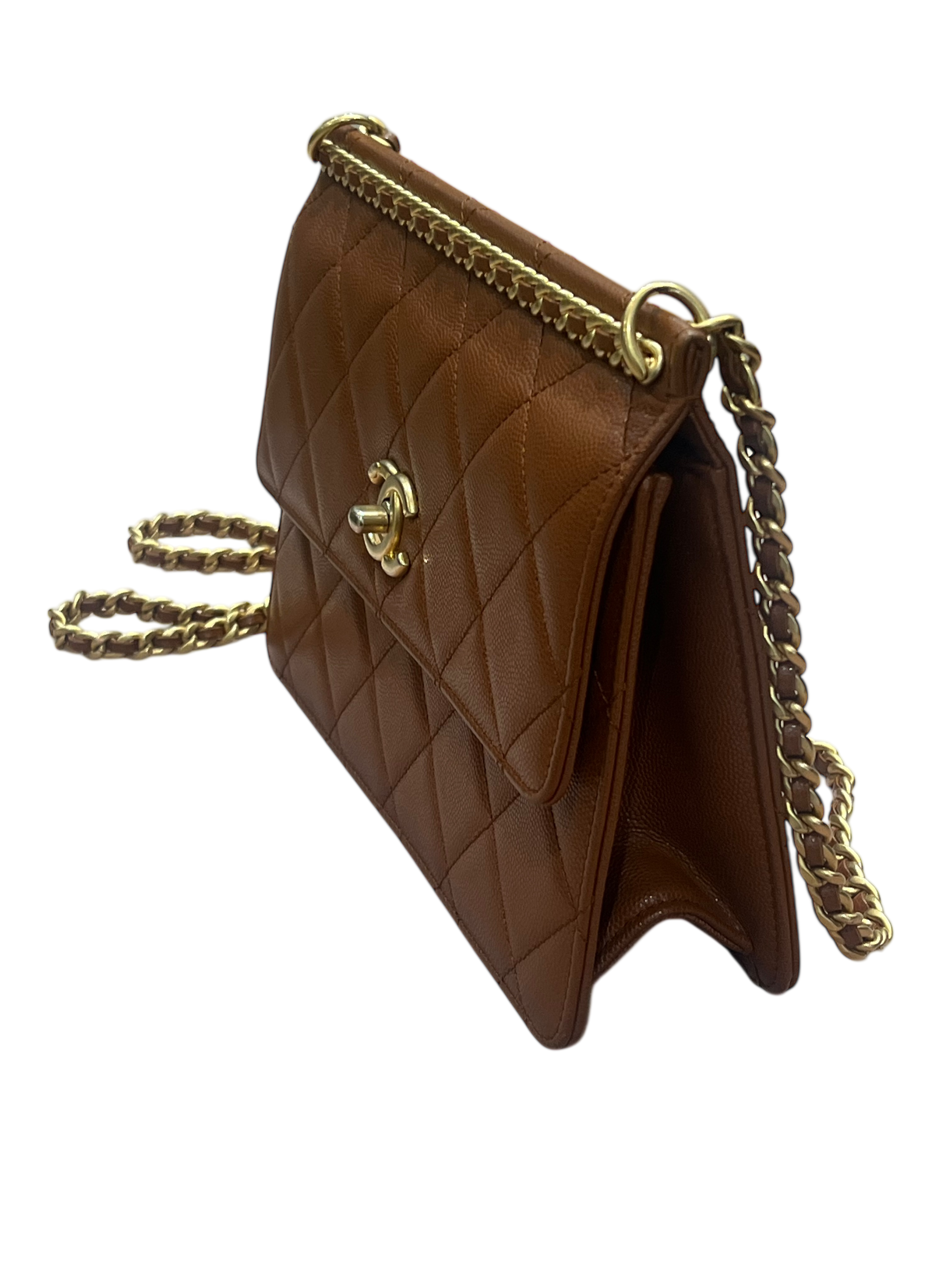 Chanel - sac à rabat cuir caviar caramel