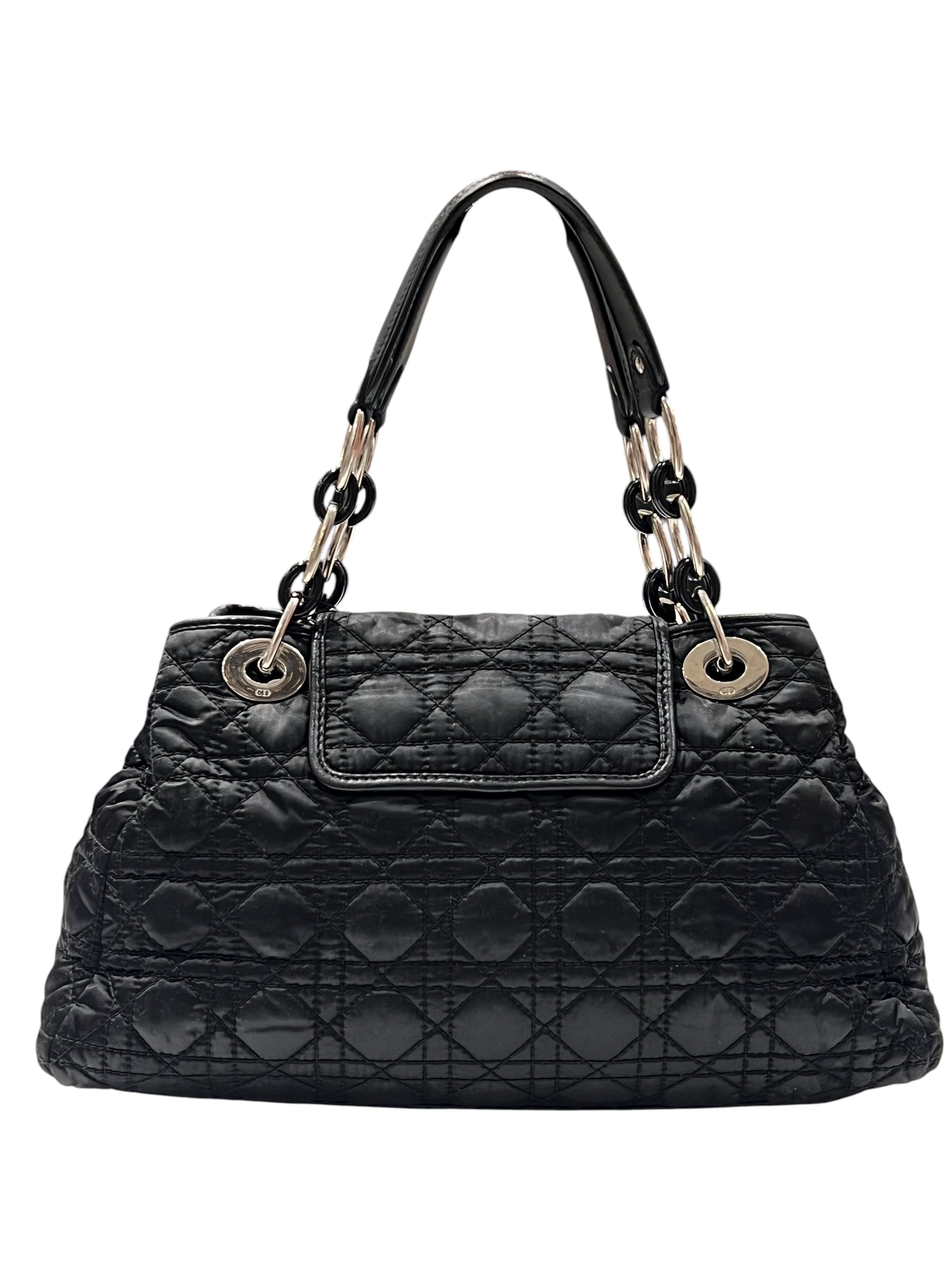 Dior – Vintage-Shopper aus Baumwolle und Cannage-Leder