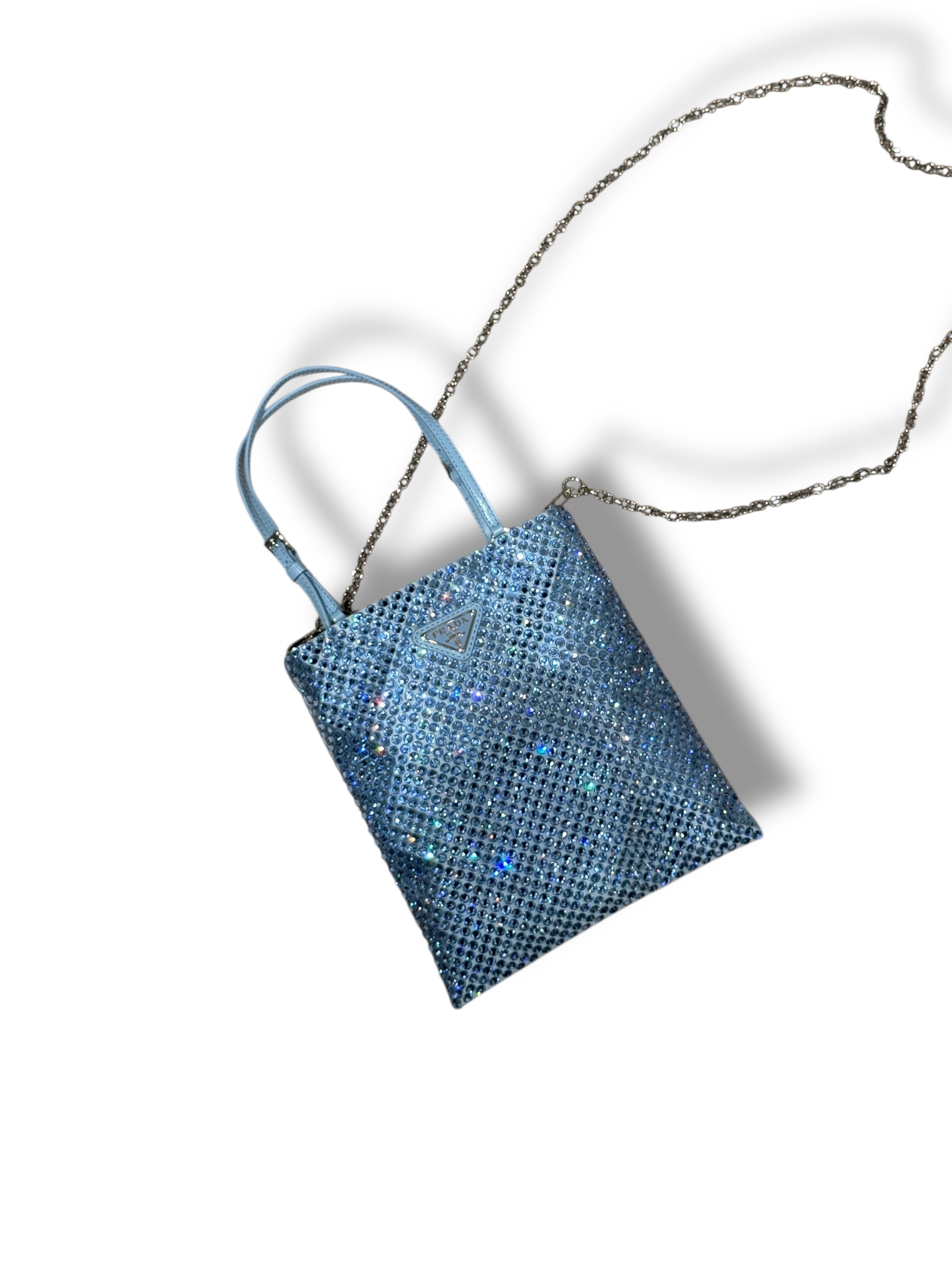 Prada - Sac strass bleu PM