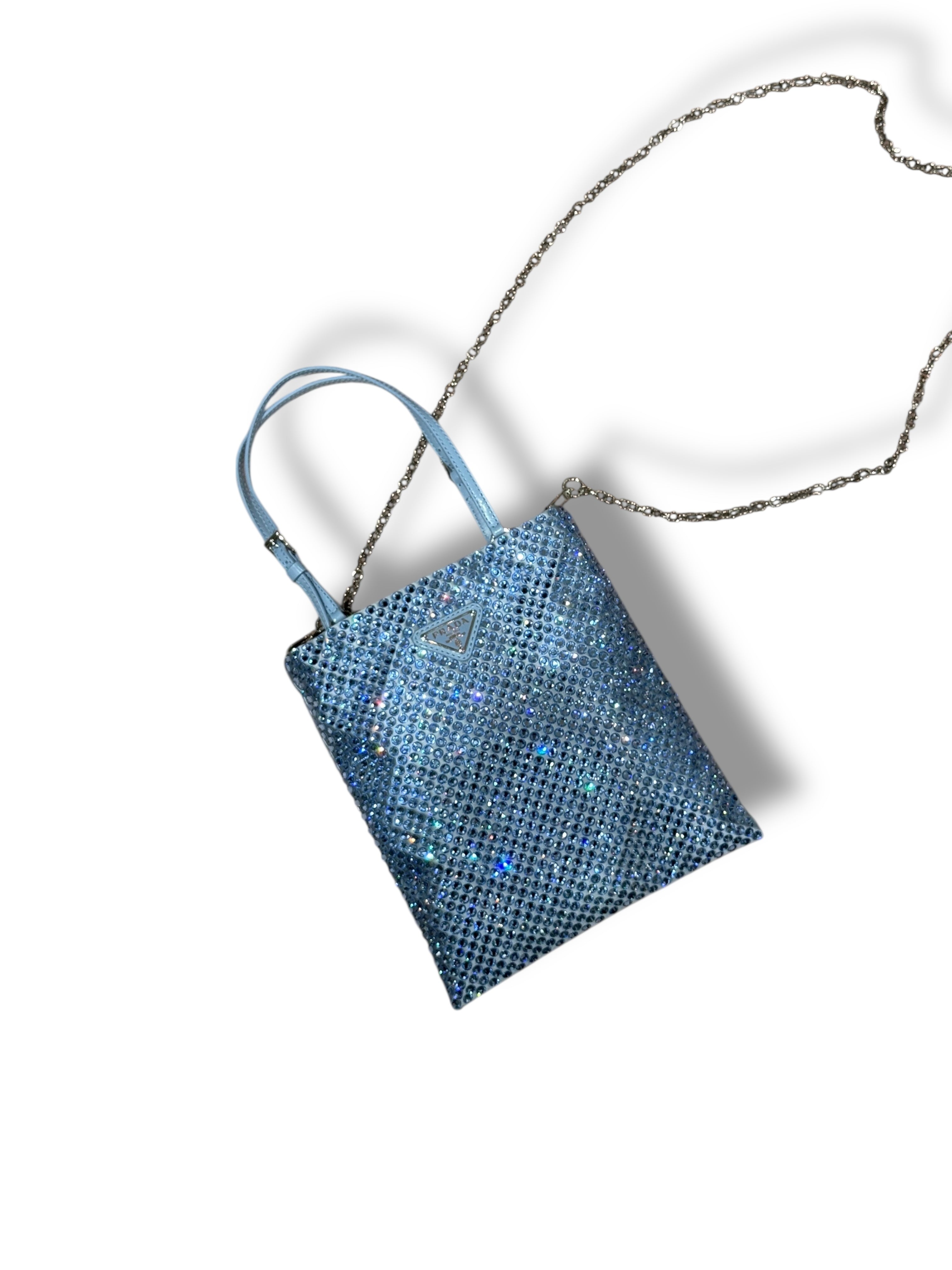Prada - Sac strass bleu PM