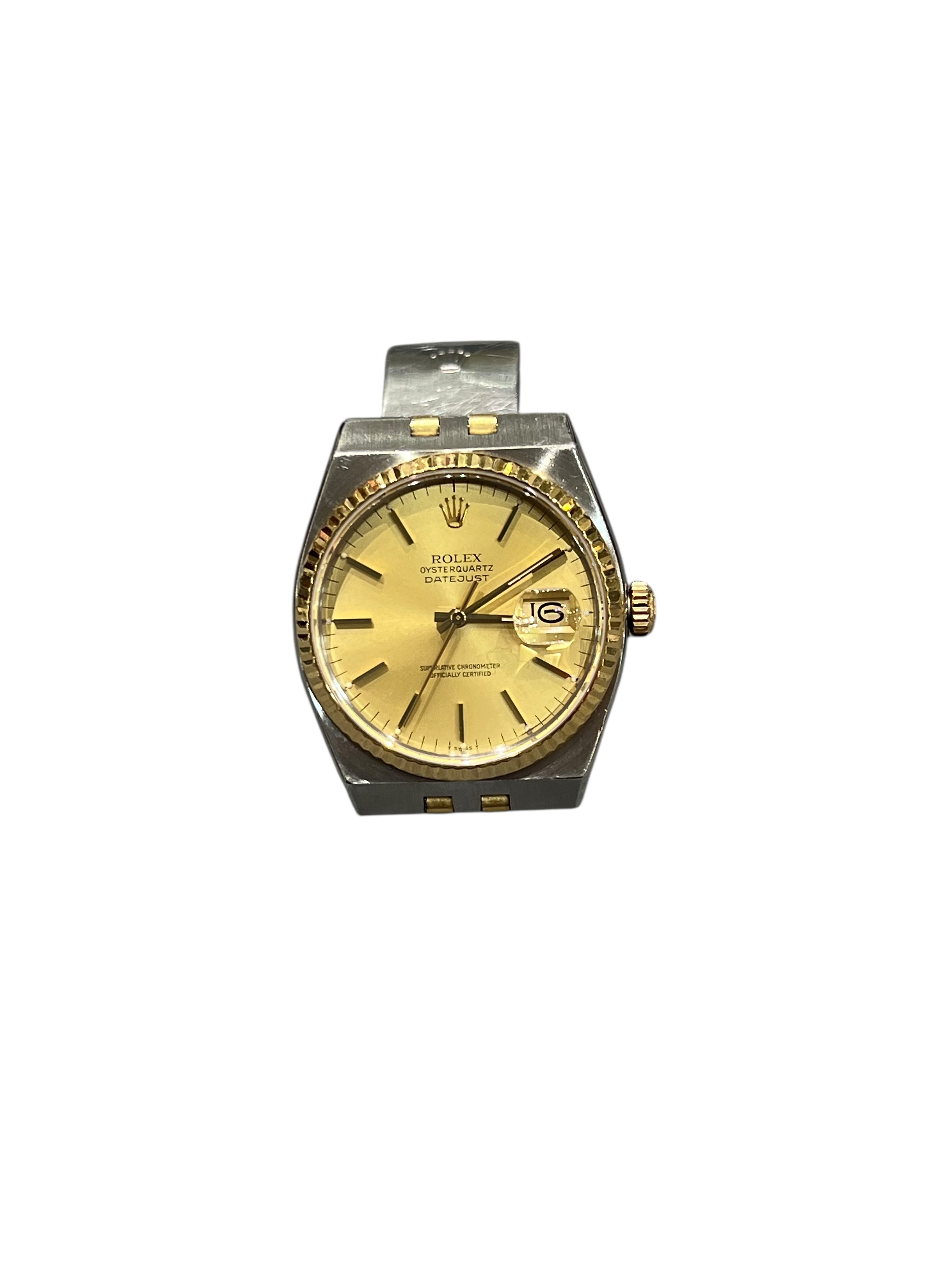 Rolex - Uhr Oyster Datejust Vintage Jubilee-Armband aus Platin Gold und Stahl