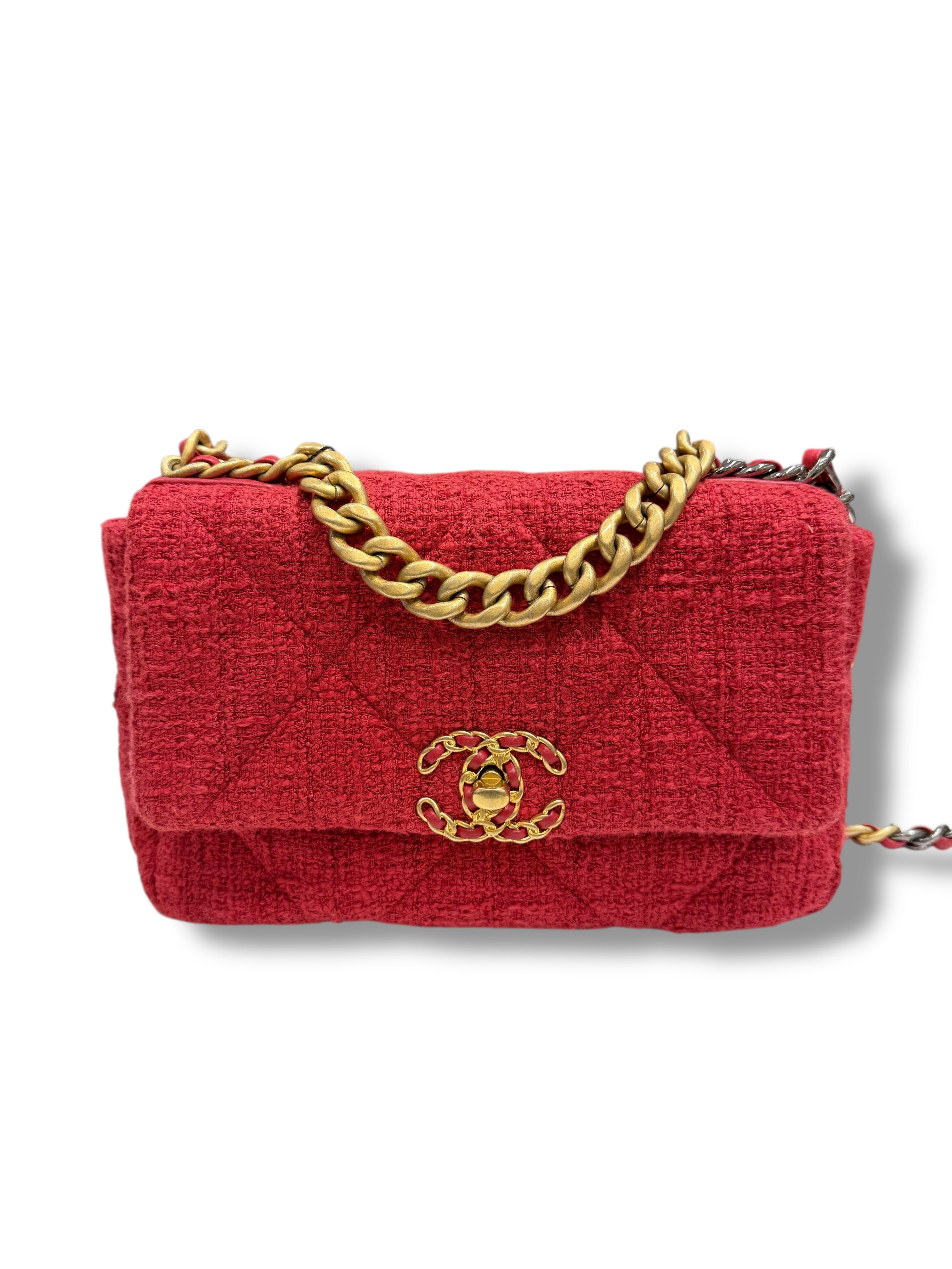 Chanel - Sac 19 PM tweed rouge