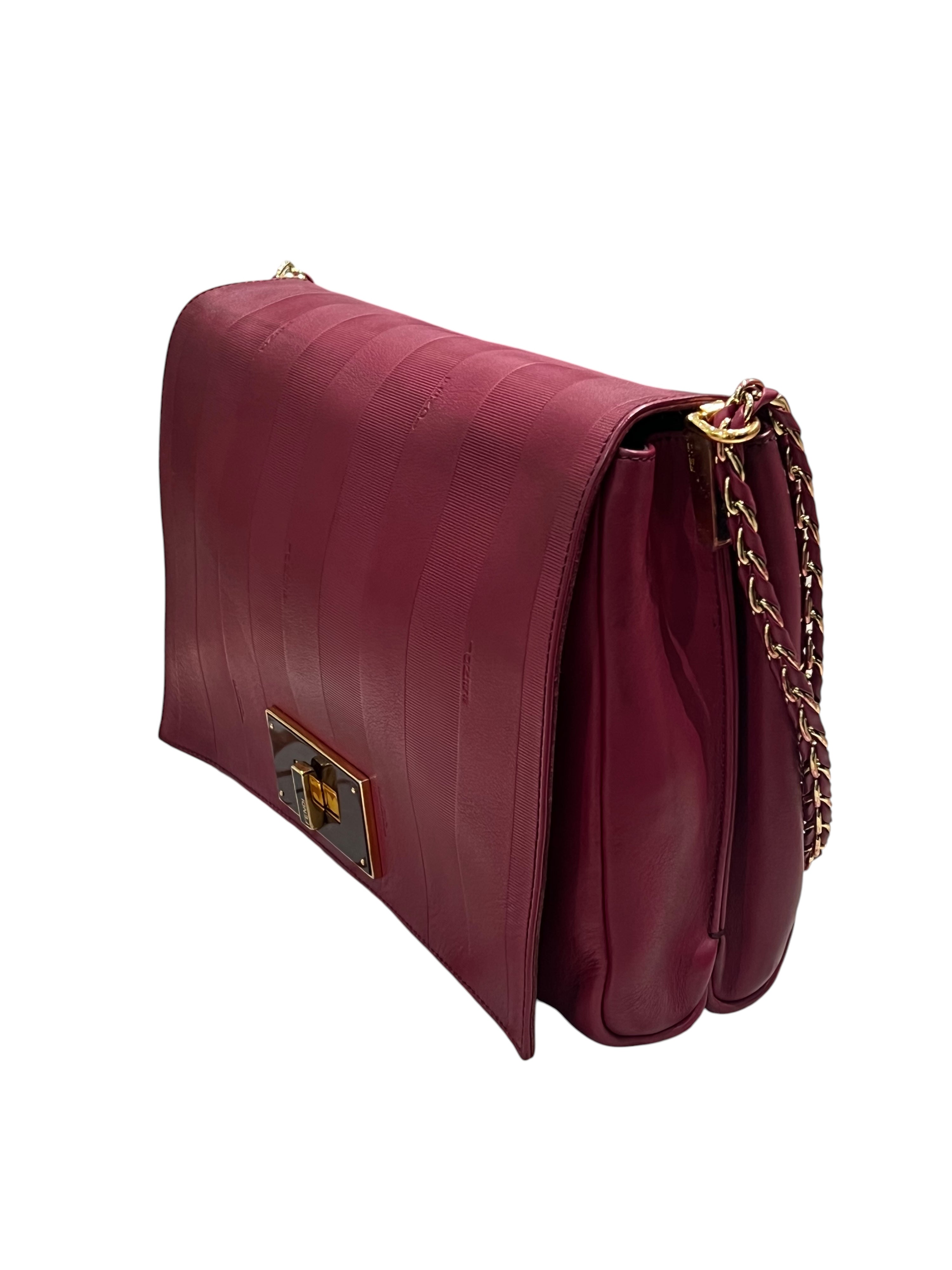 FENDI - sac Claudia cuir bordeaux