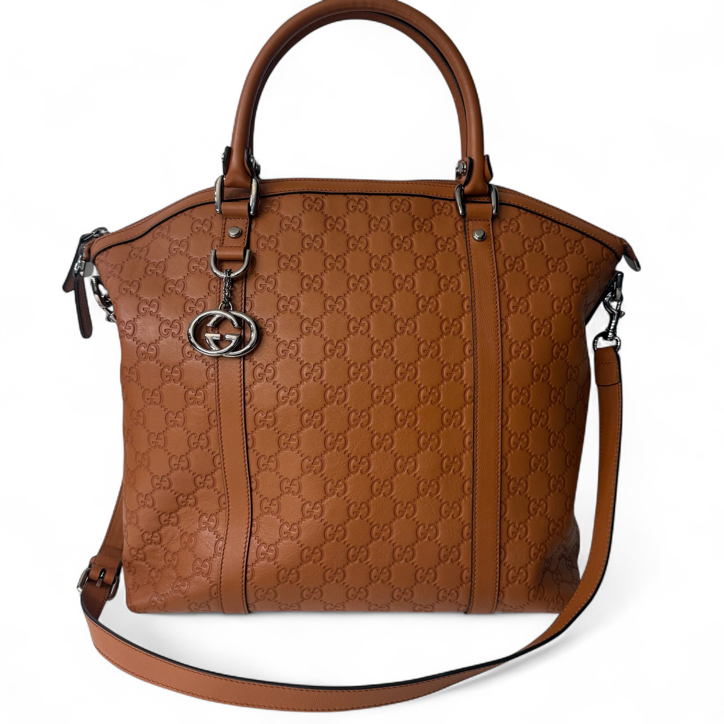 Gucci - Sac à main en cuir camel GG