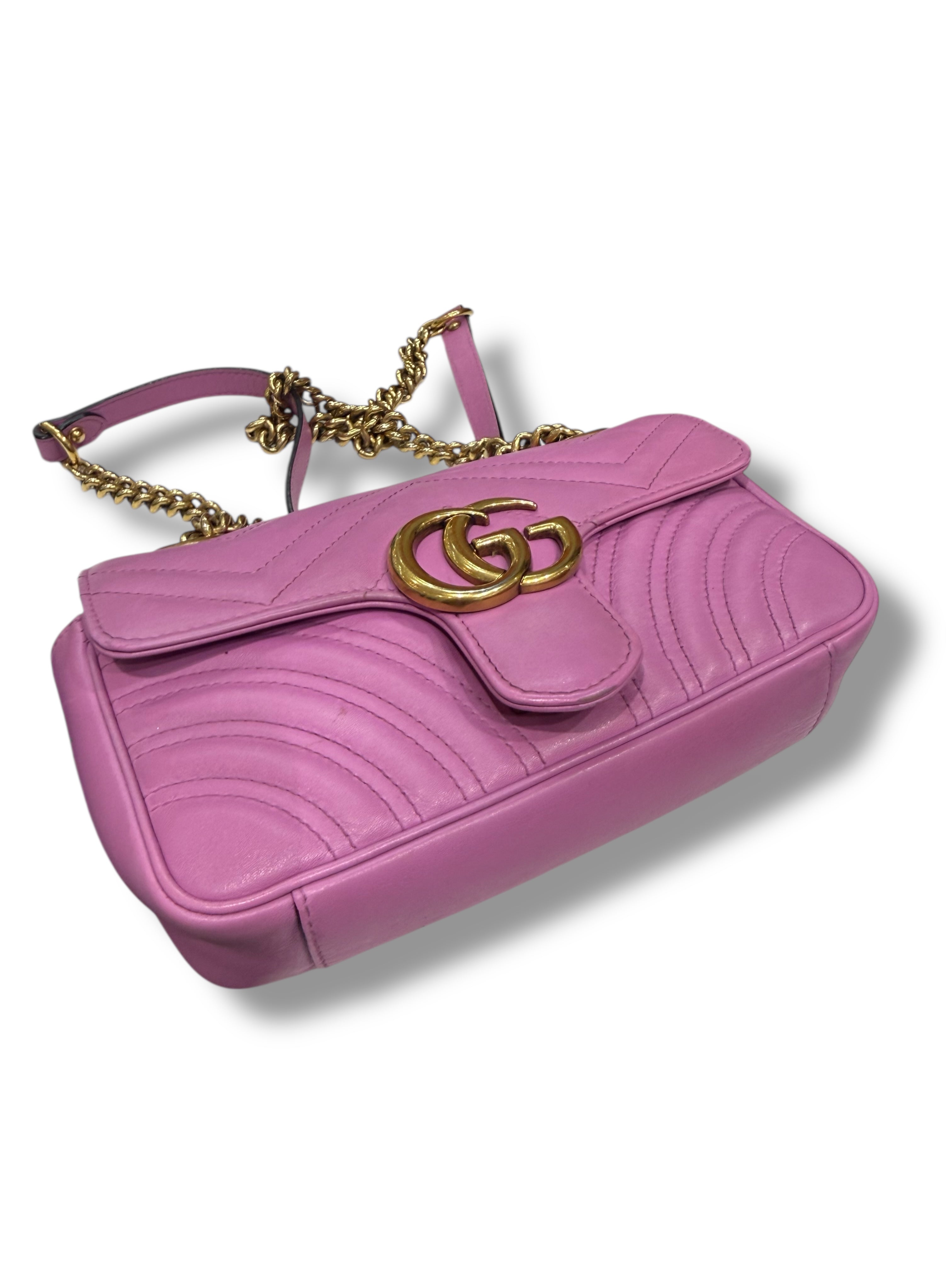 Gucci - sac marmont pm cuir vieux rose