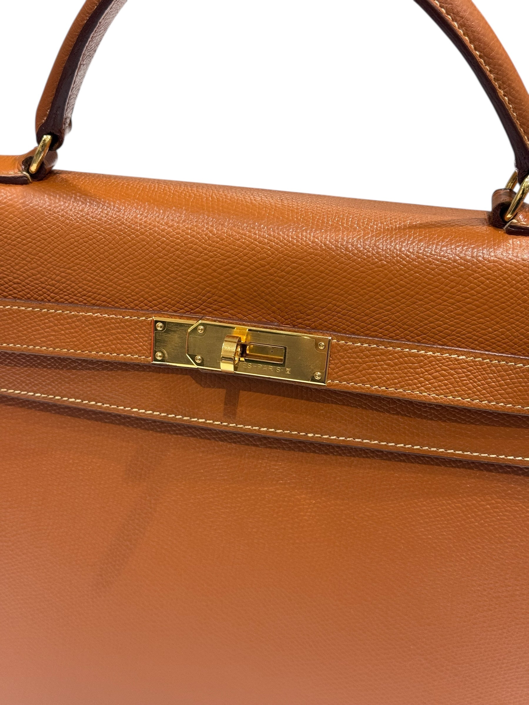 Hermès - Sac Kelly 32 Sellier Courchevel Gold vintage GHW