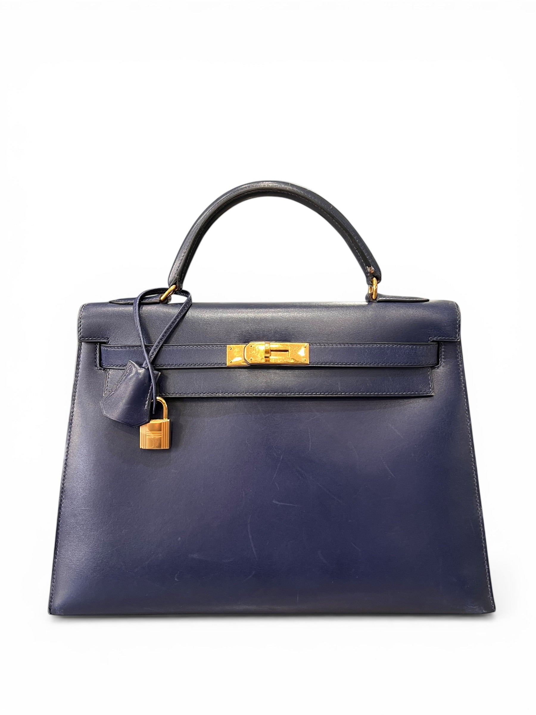 Hermès Sac Kelly 32 Box Bleu Nuit | Les Folies d’Eugénie