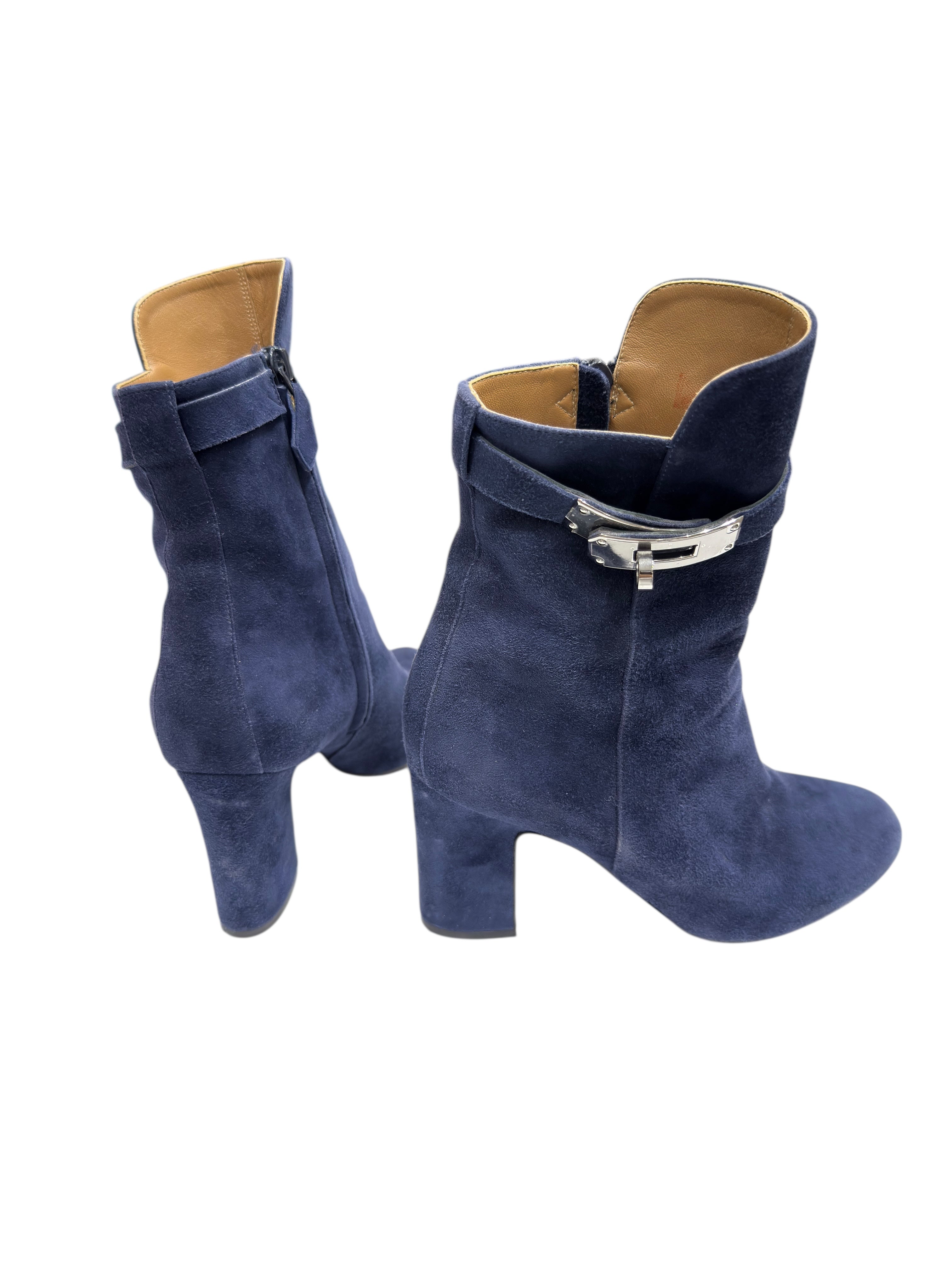 Hermès - Bottines en daim et boucle Kelly T35