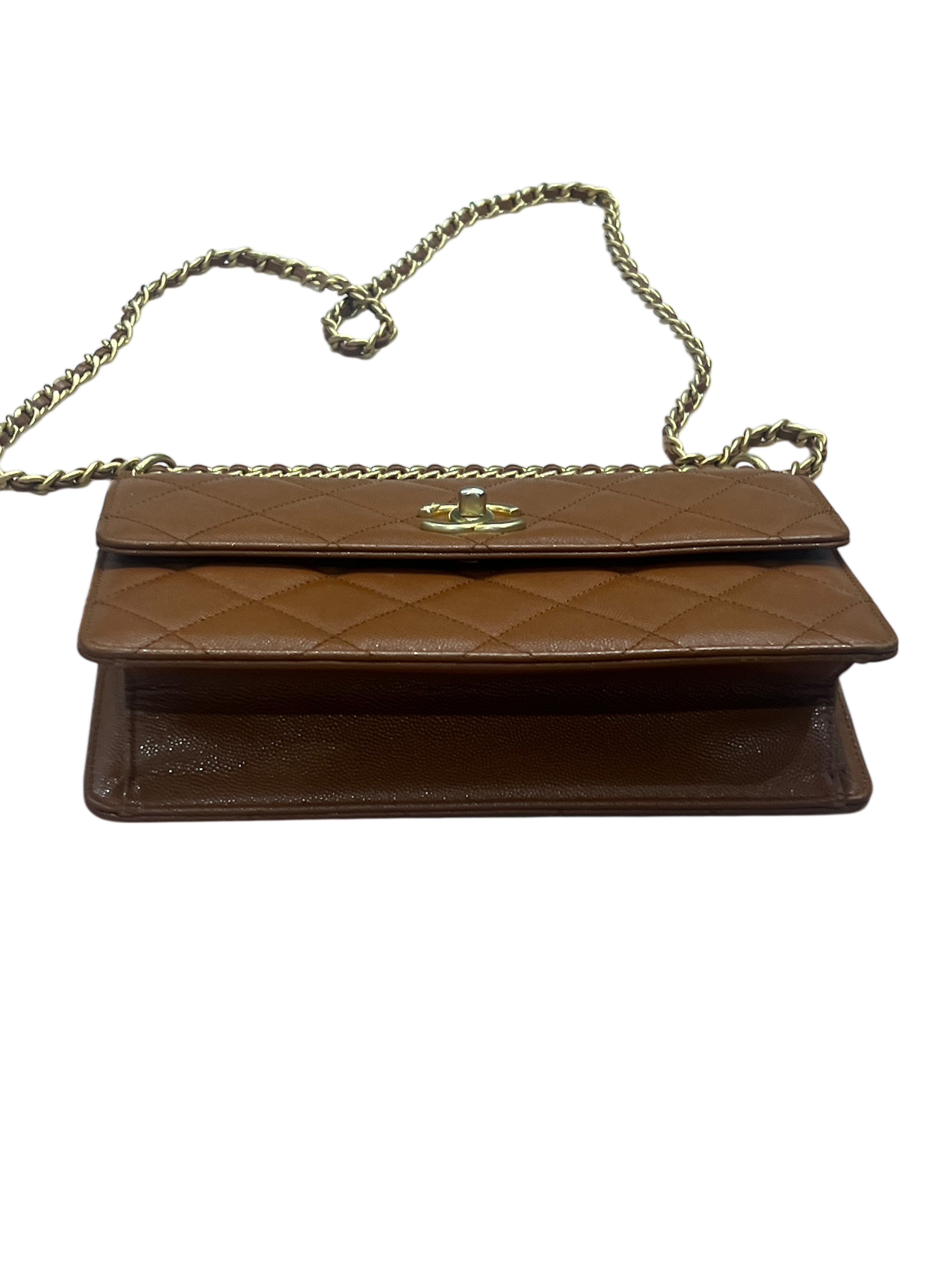 Chanel - sac à rabat cuir caviar caramel