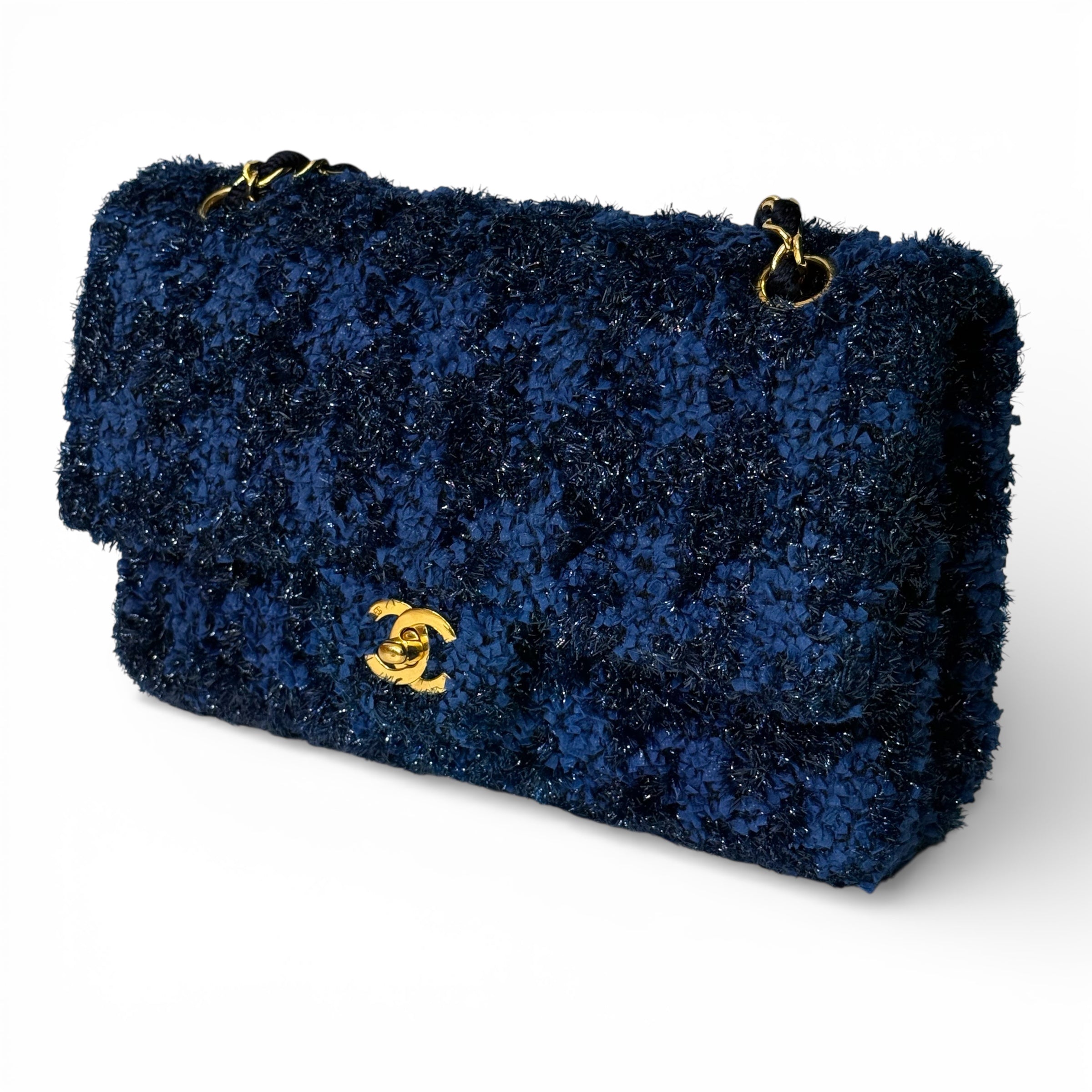 Chanel - Sac bleu scintillant en tweed