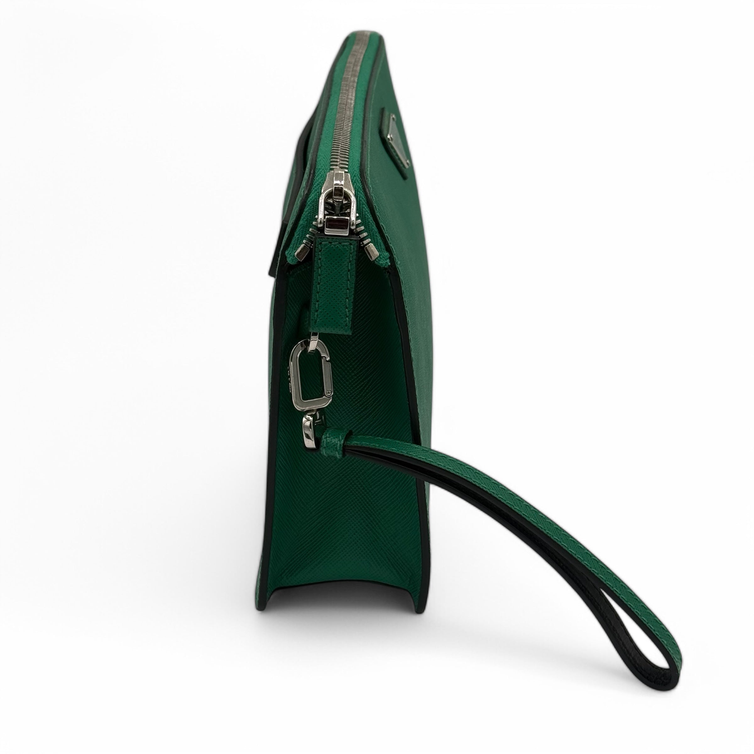 Prada - Pochette Cuir Saffiano verte