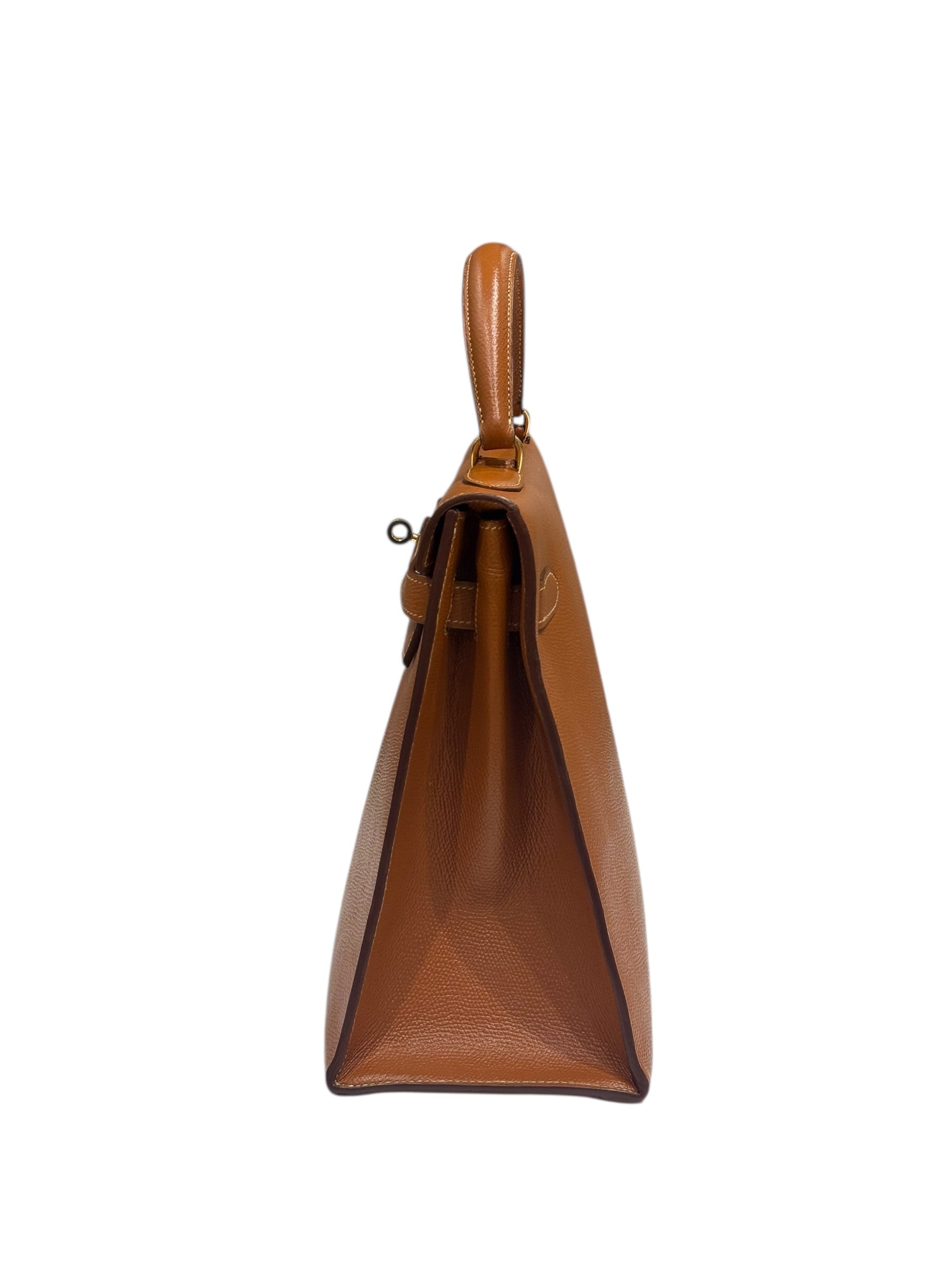 Hermès - Sac Kelly 32 Sellier Courchevel Gold vintage GHW