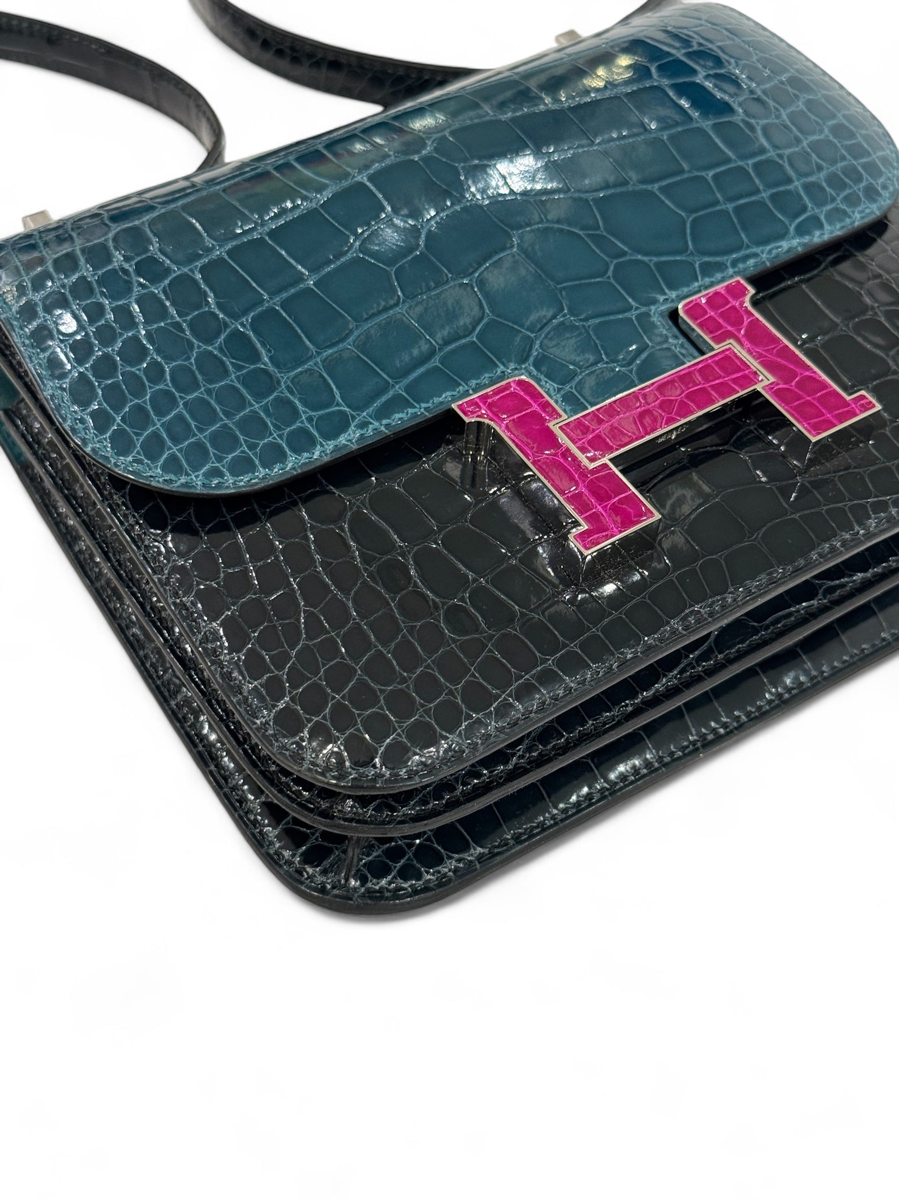 Hermès - Sac Constance III Mini tricolore alligator