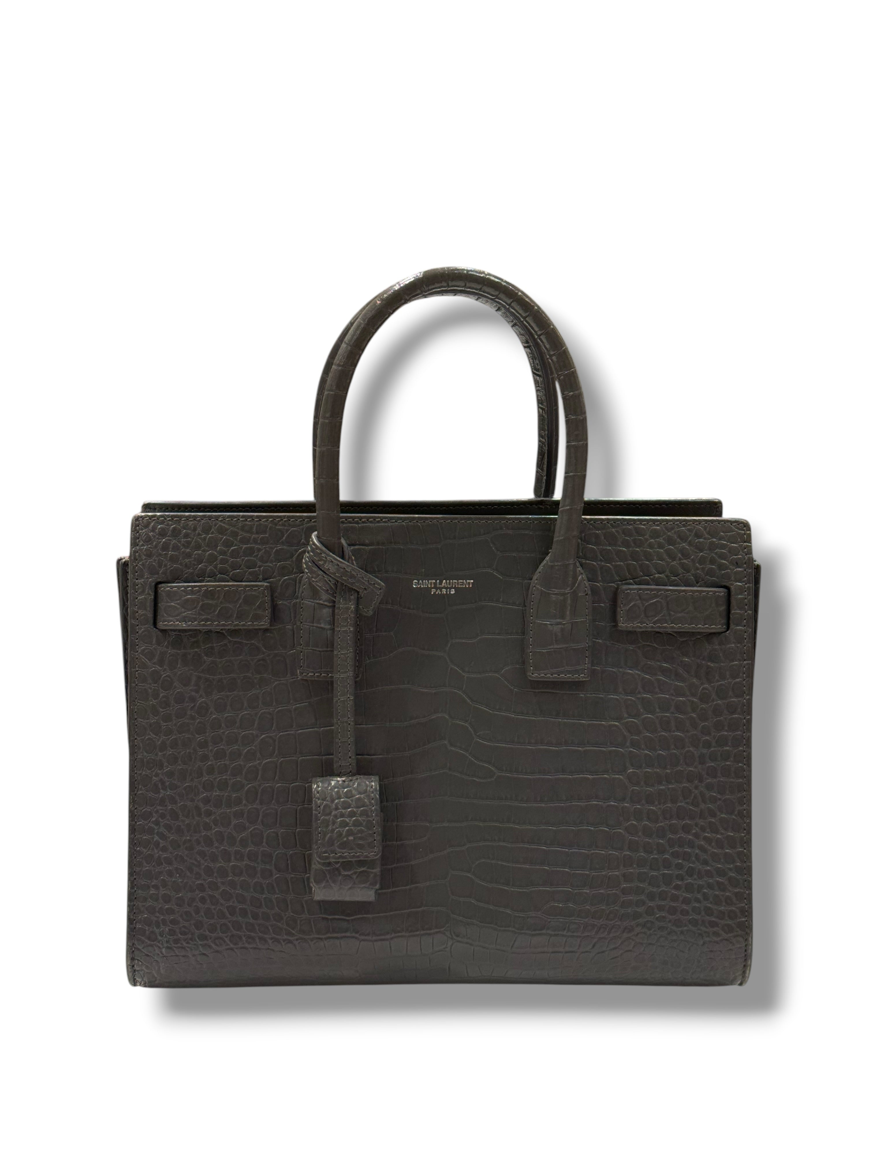 Saint Laurent - Sac de jour en cuir embossé crocodile - Baby