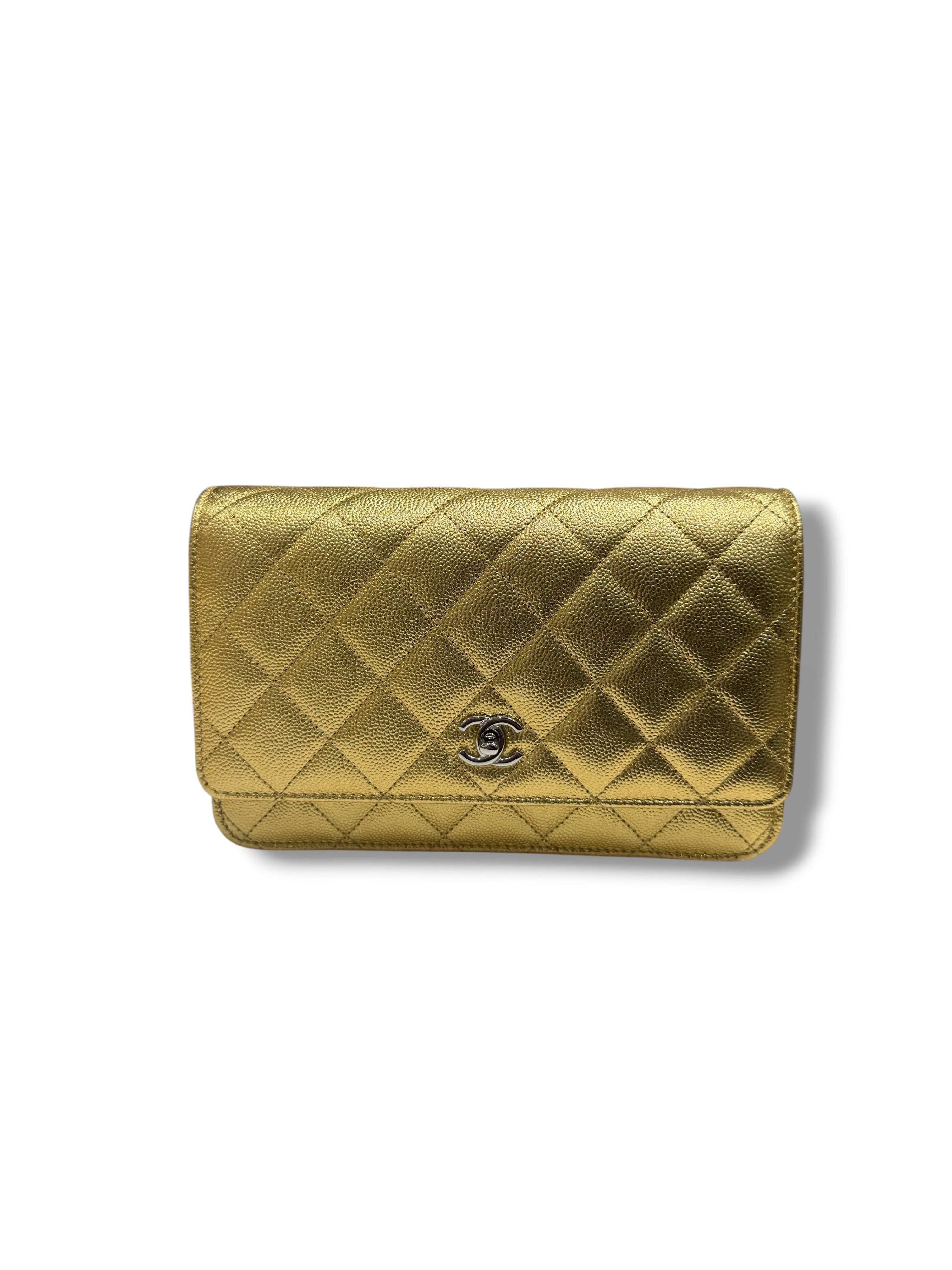 Chanel – Wallet-on-Chain-Tasche, limitierte goldfarbene Edition (WOC)