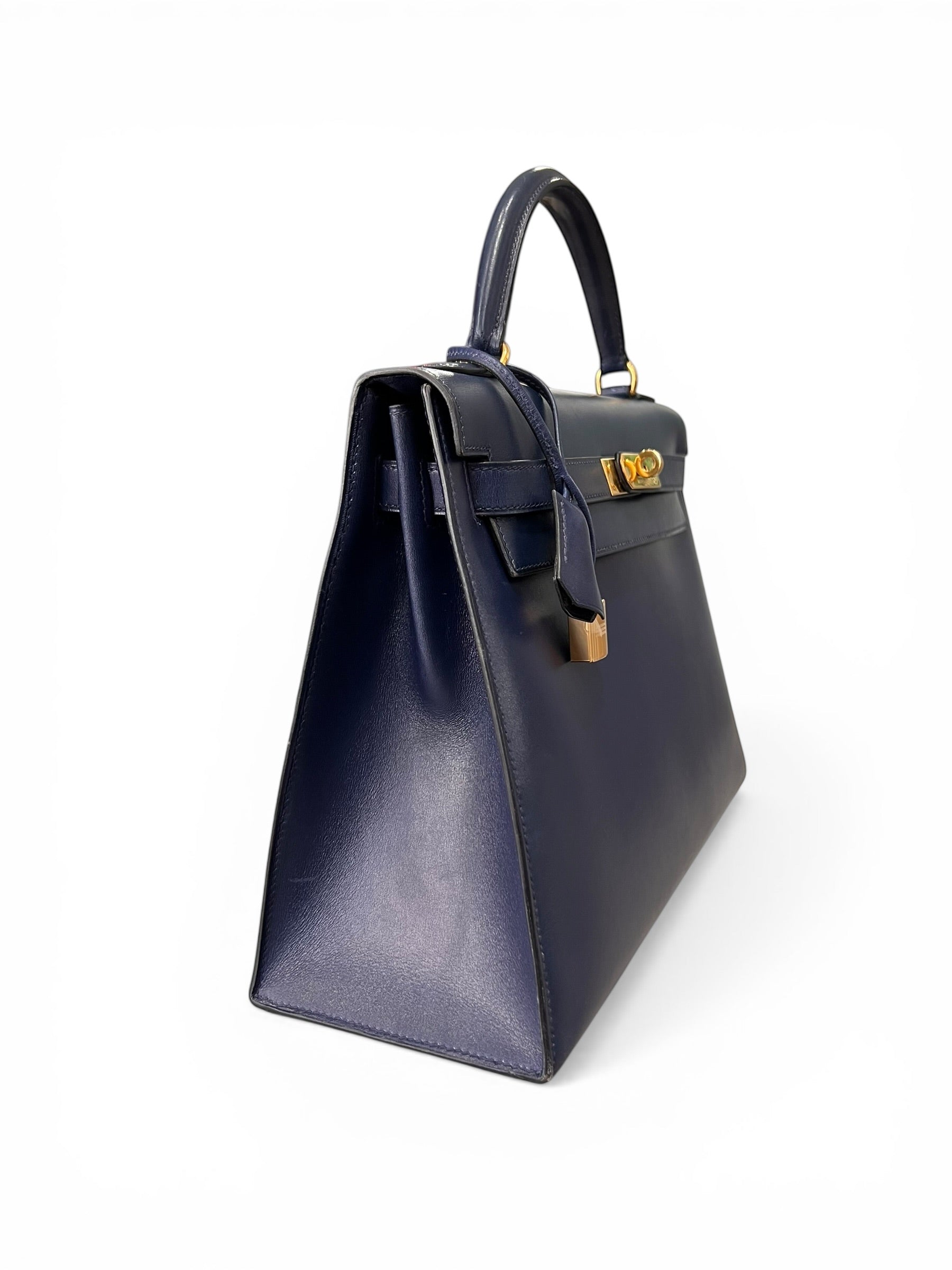 Hermès Sac Kelly 32 Box Bleu Nuit | Les Folies d’Eugénie