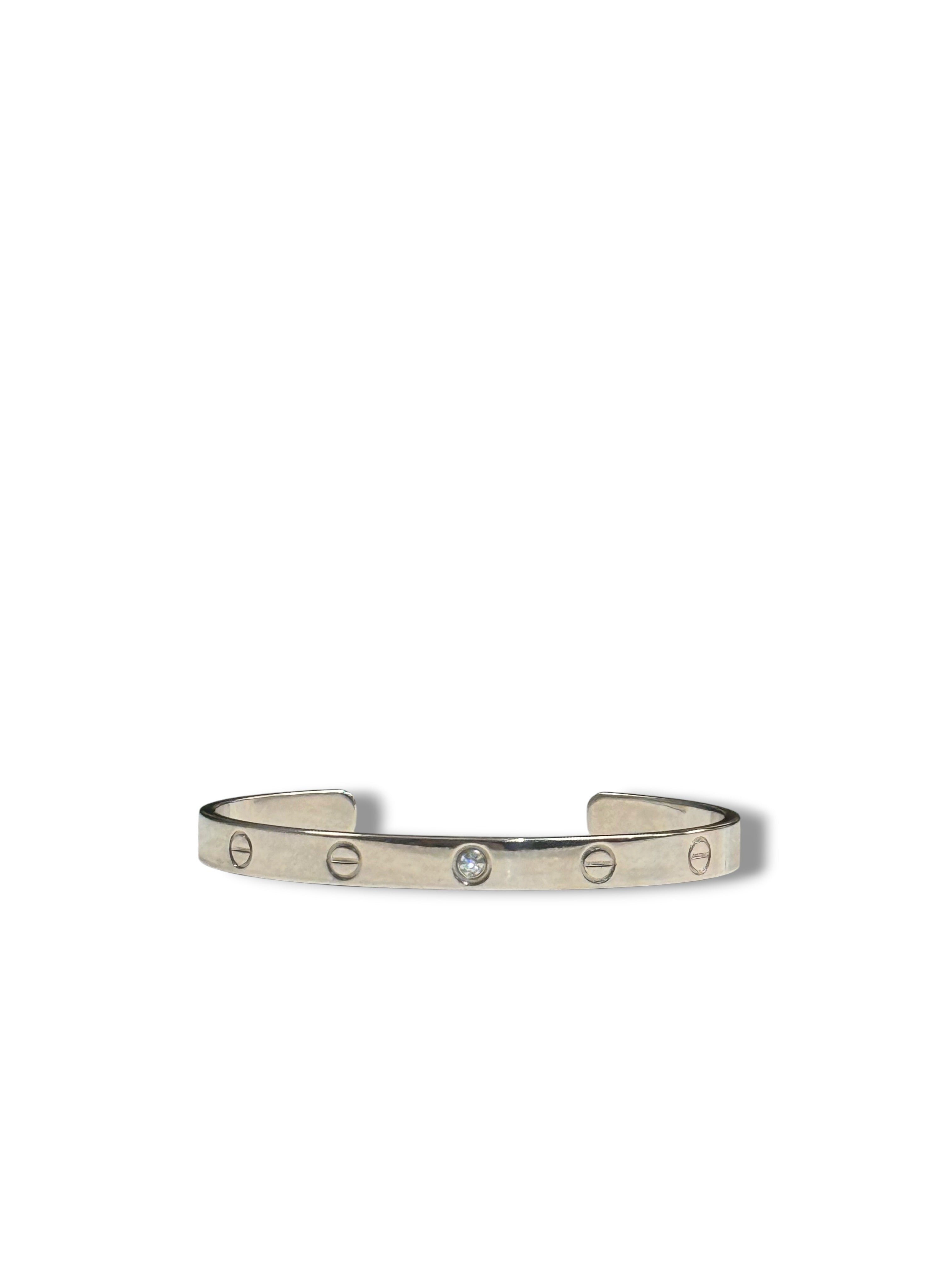 Cartier - Bracelet Love demi jonc 1 Diamant Or gris T18