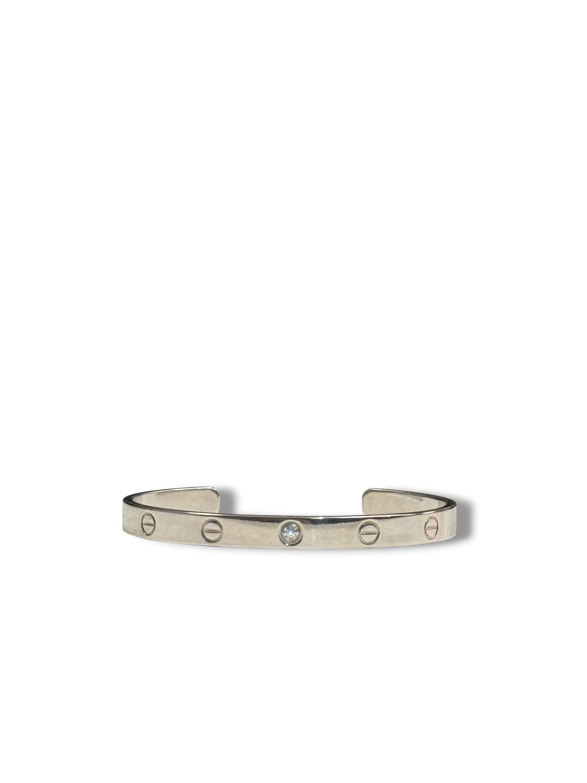 Cartier – Love Halb-Armreif mit 1 Diamanten, Weißgold, Gr. 18