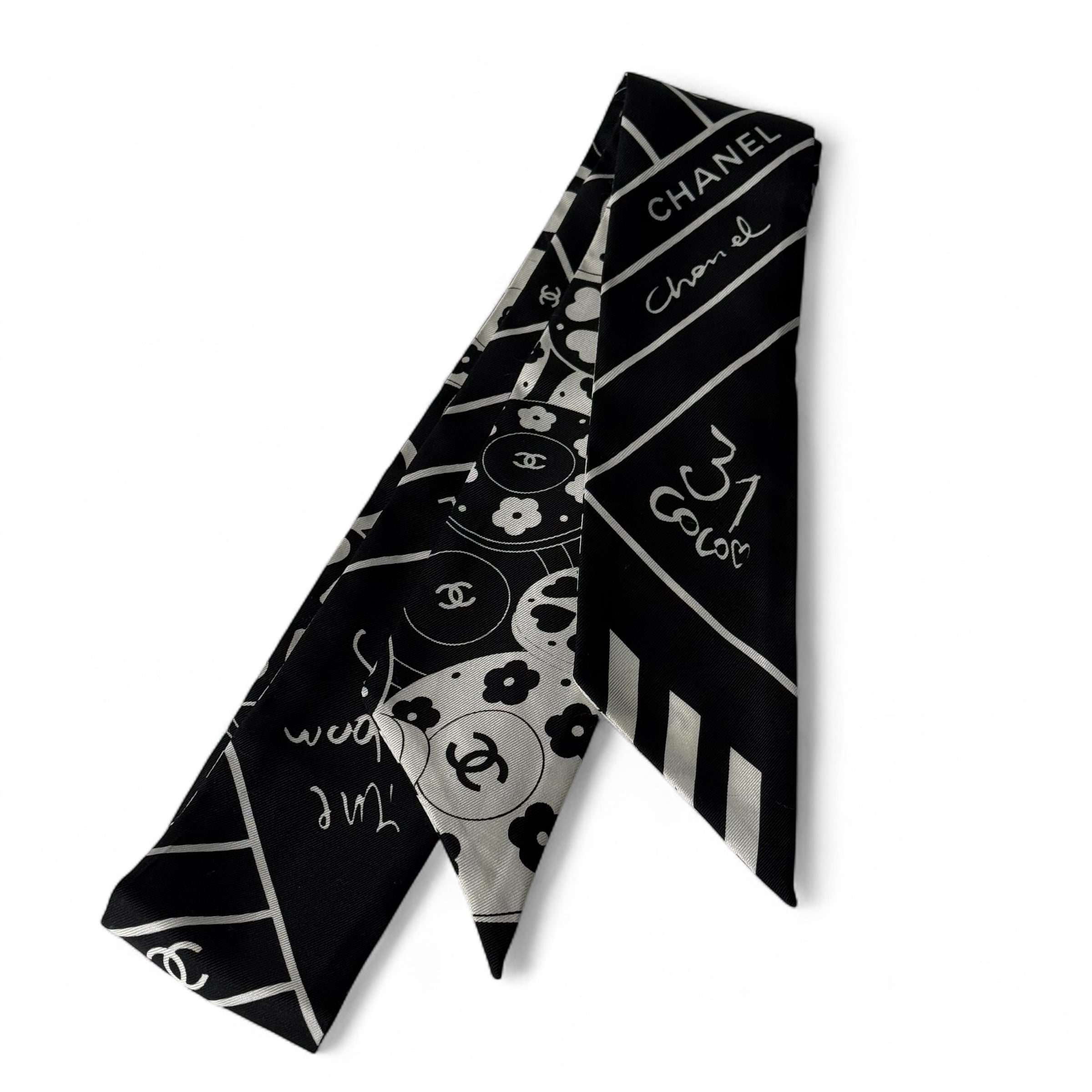 Chanel - Bandeau en soie noir et blanc