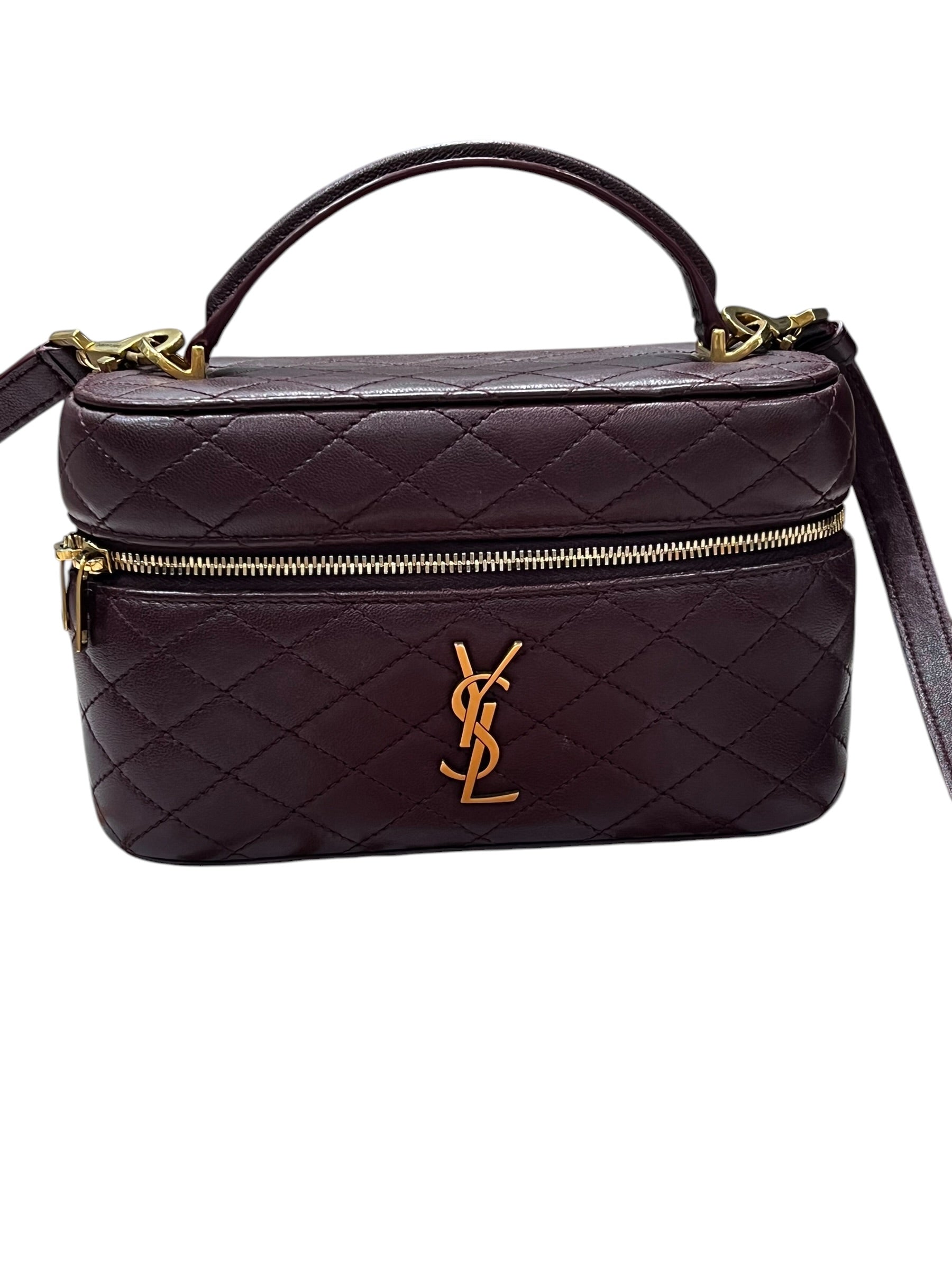Saint Laurent - Borsa vanity Gaby in pelle bordeaux