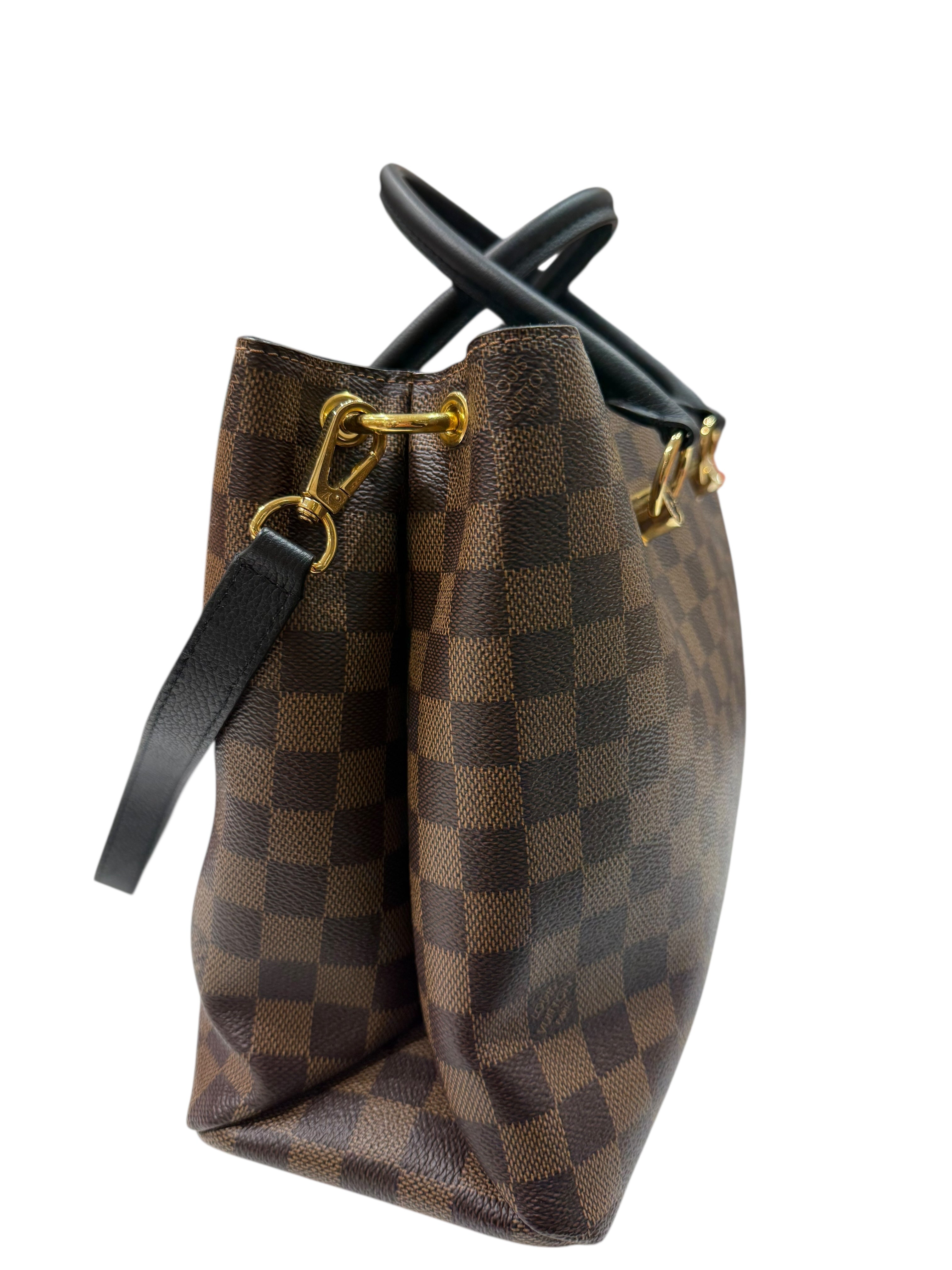 Louis Vuitton - Sac à main et bandoulière Damier Lv Riverside 2 en 1 noir et damier ébène