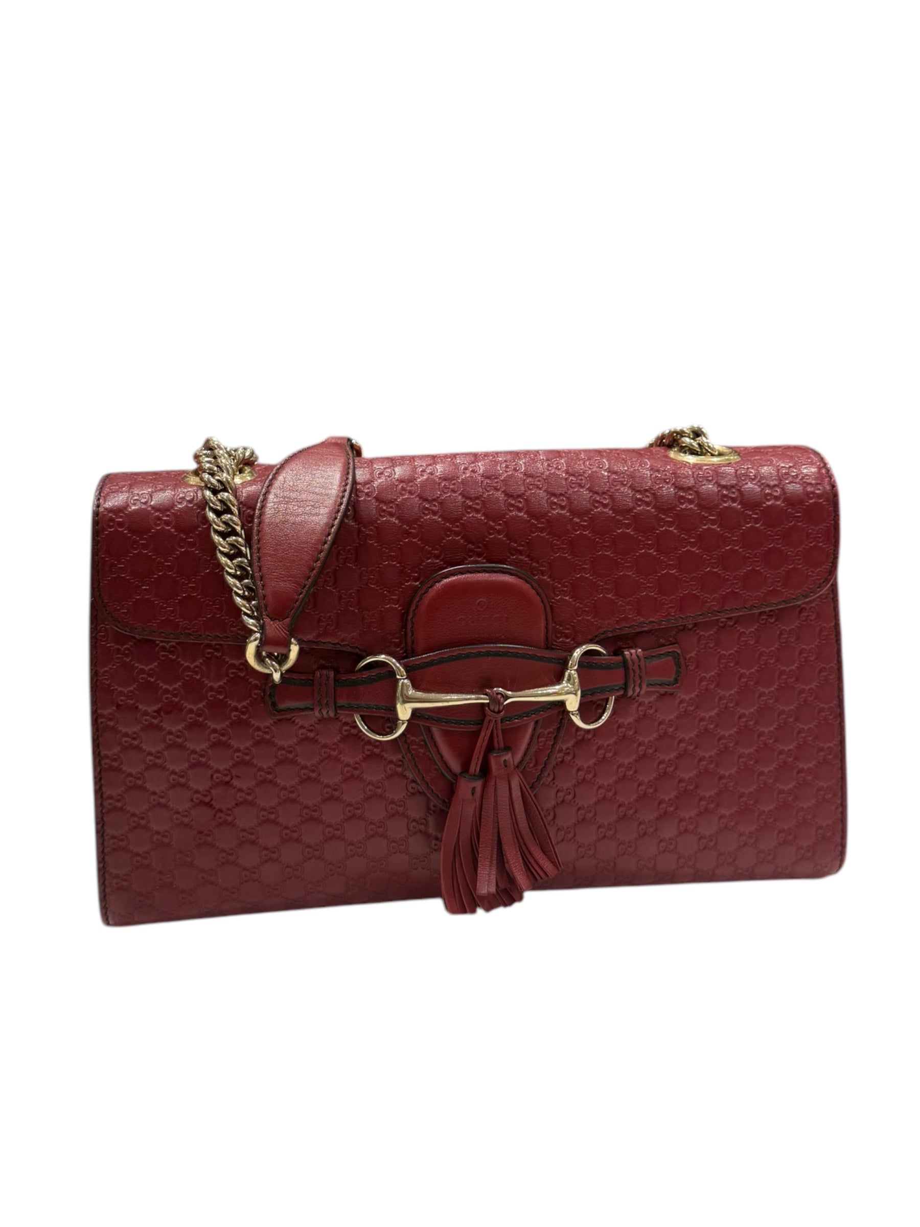 Gucci - Sac Emily cuir monogramme bordeaux