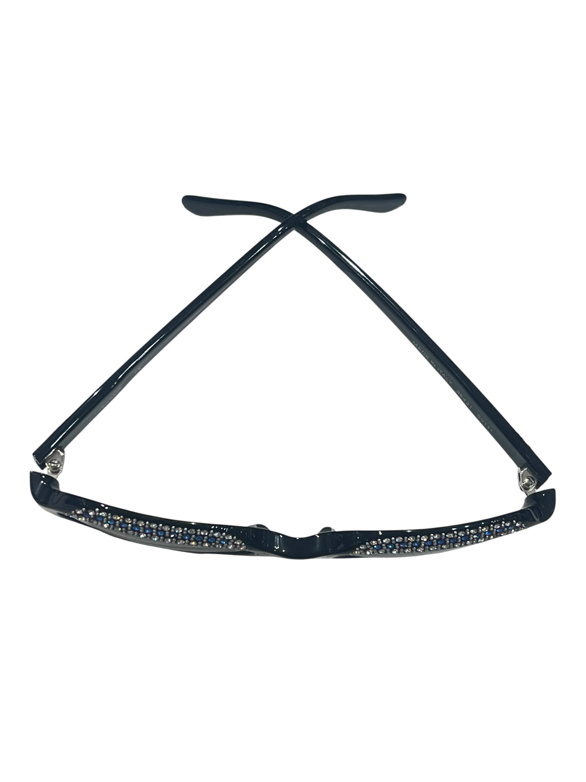 Chanel - Black rectangular sunglasses with rhinestones
