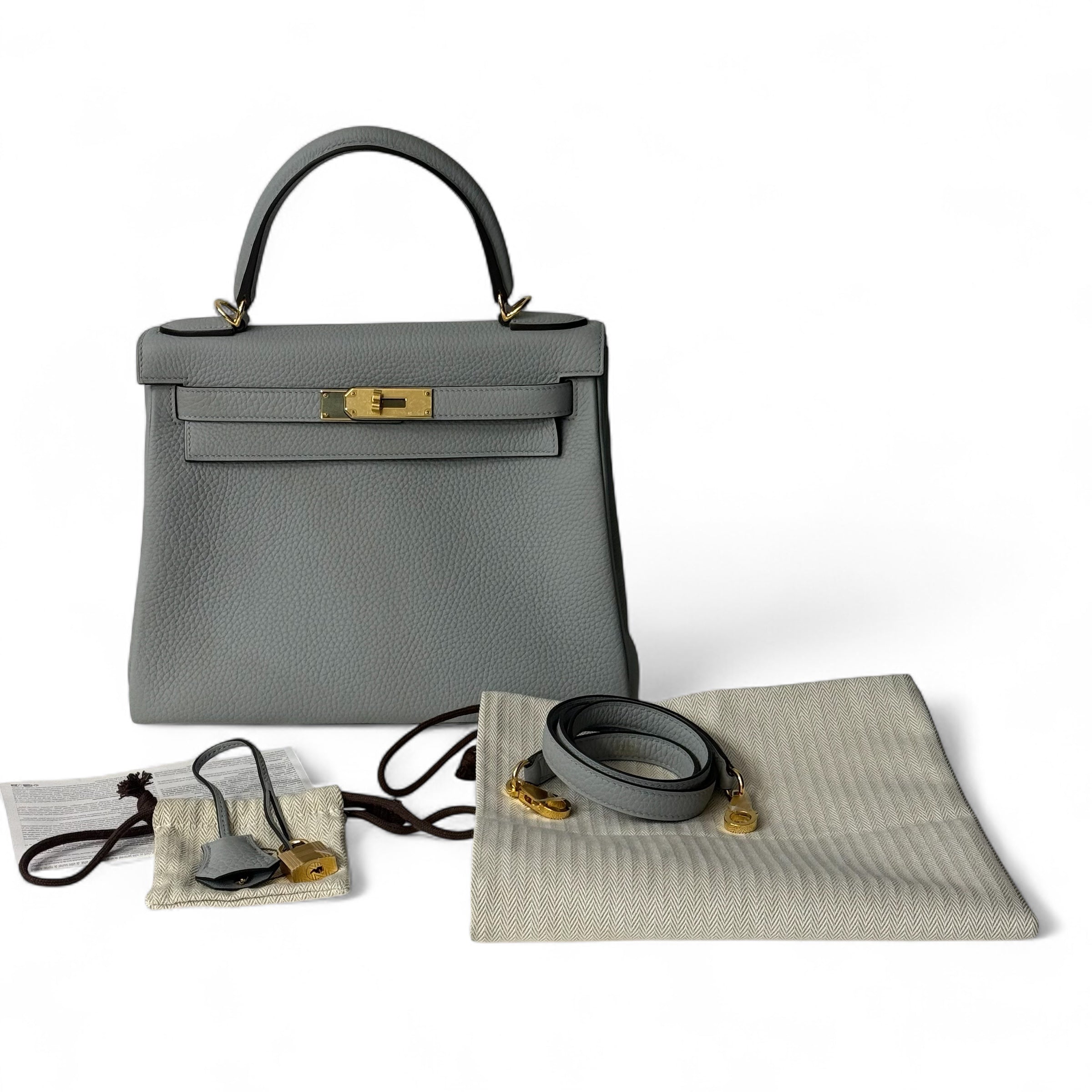 Hermès - Borsa Kelly 28 Blu Glacier