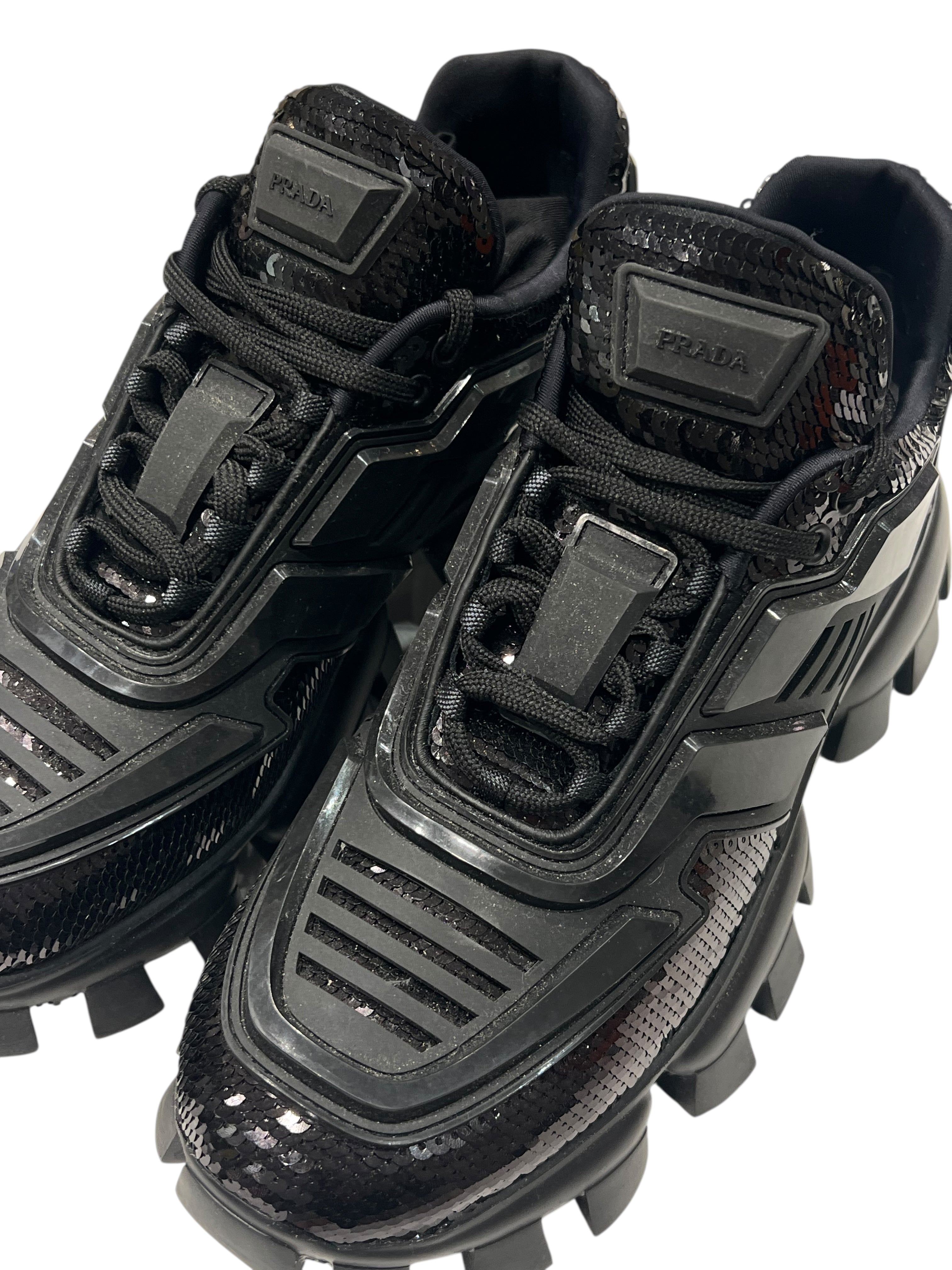 Prada - Sneakers cloudbust thunder noires sequins t40