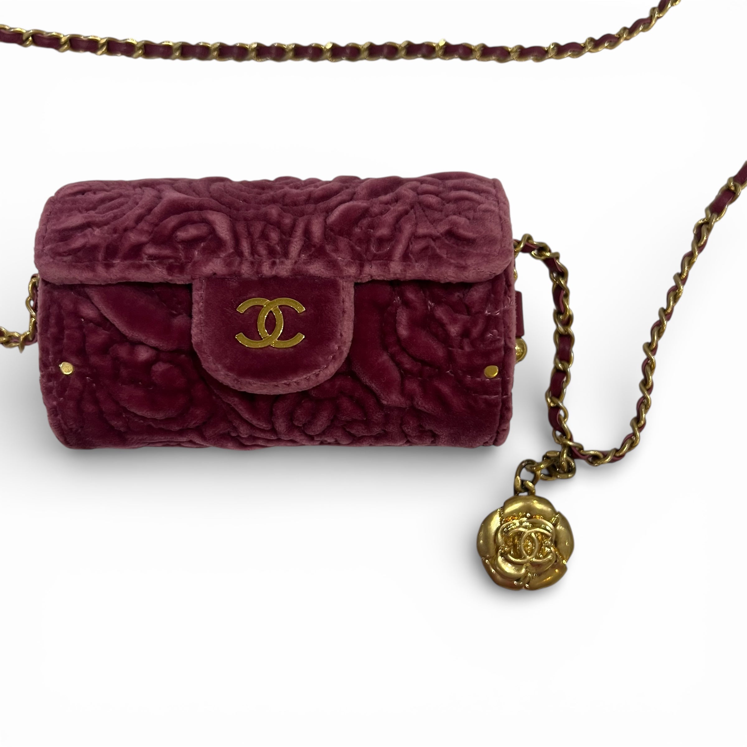 Chanel - Minaudière en velours à motif camélia
