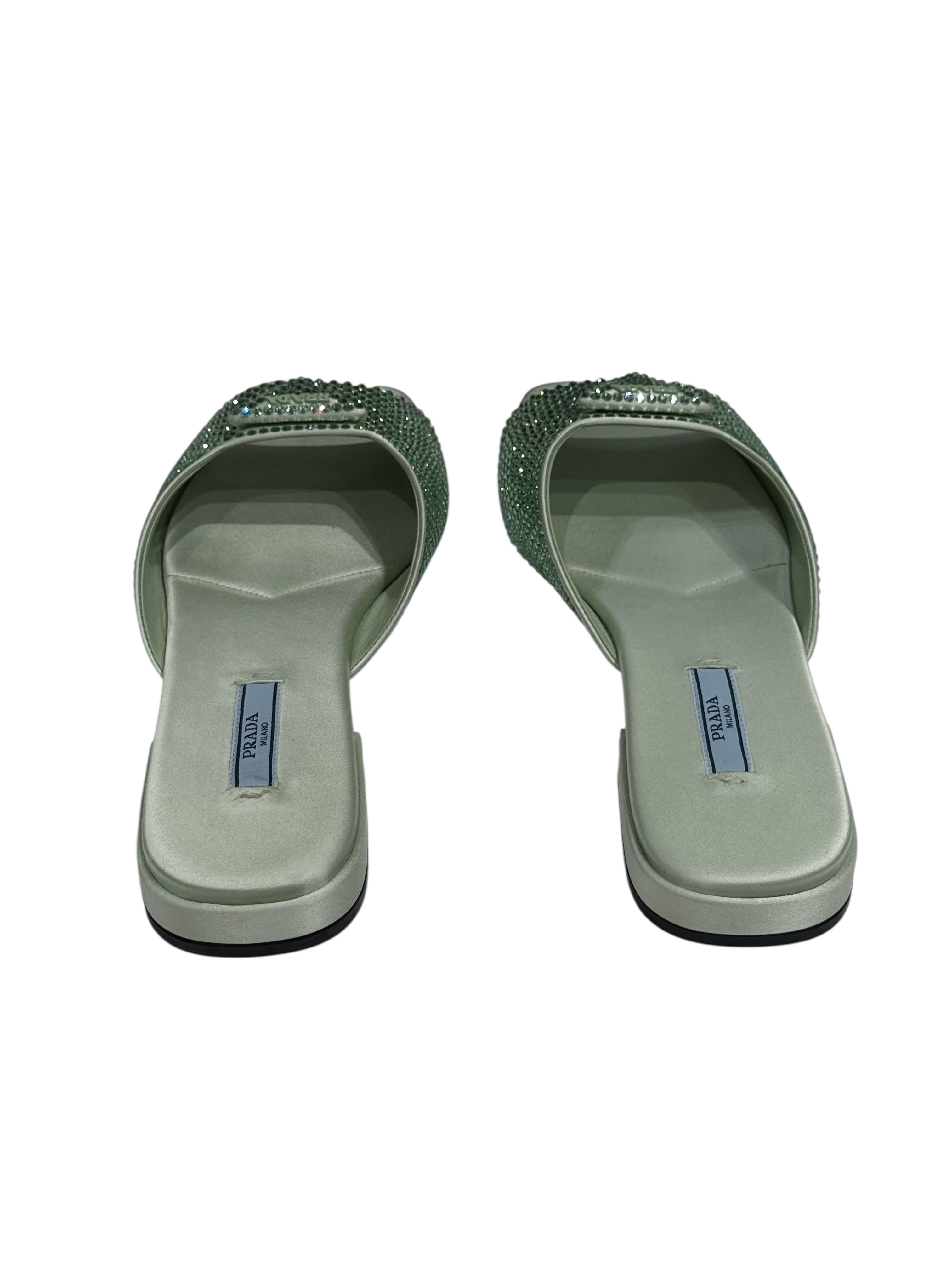 Prada - Sandales cristal vert d’eau T38,5