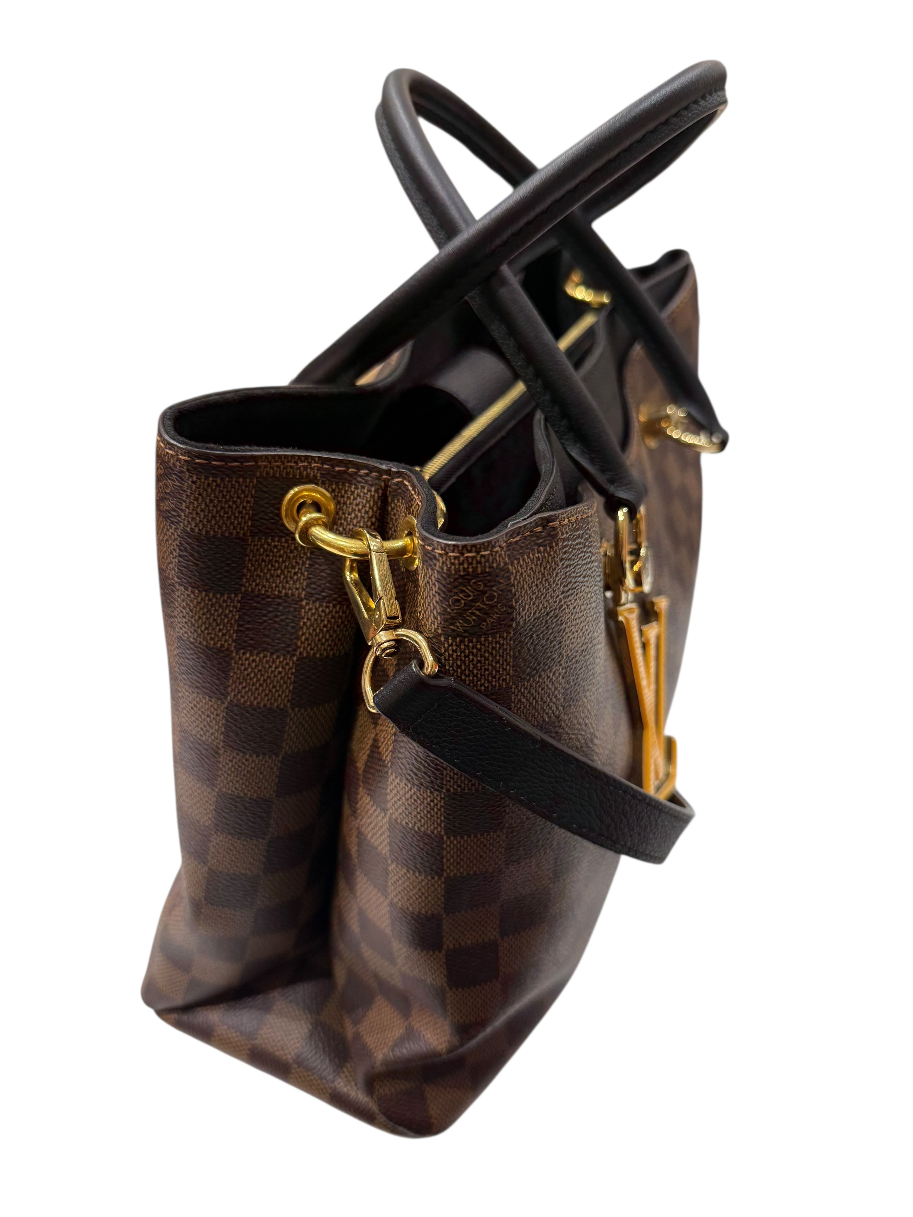 Louis Vuitton - Sac à main et bandoulière Damier Lv Riverside 2 en 1 noir et damier ébène