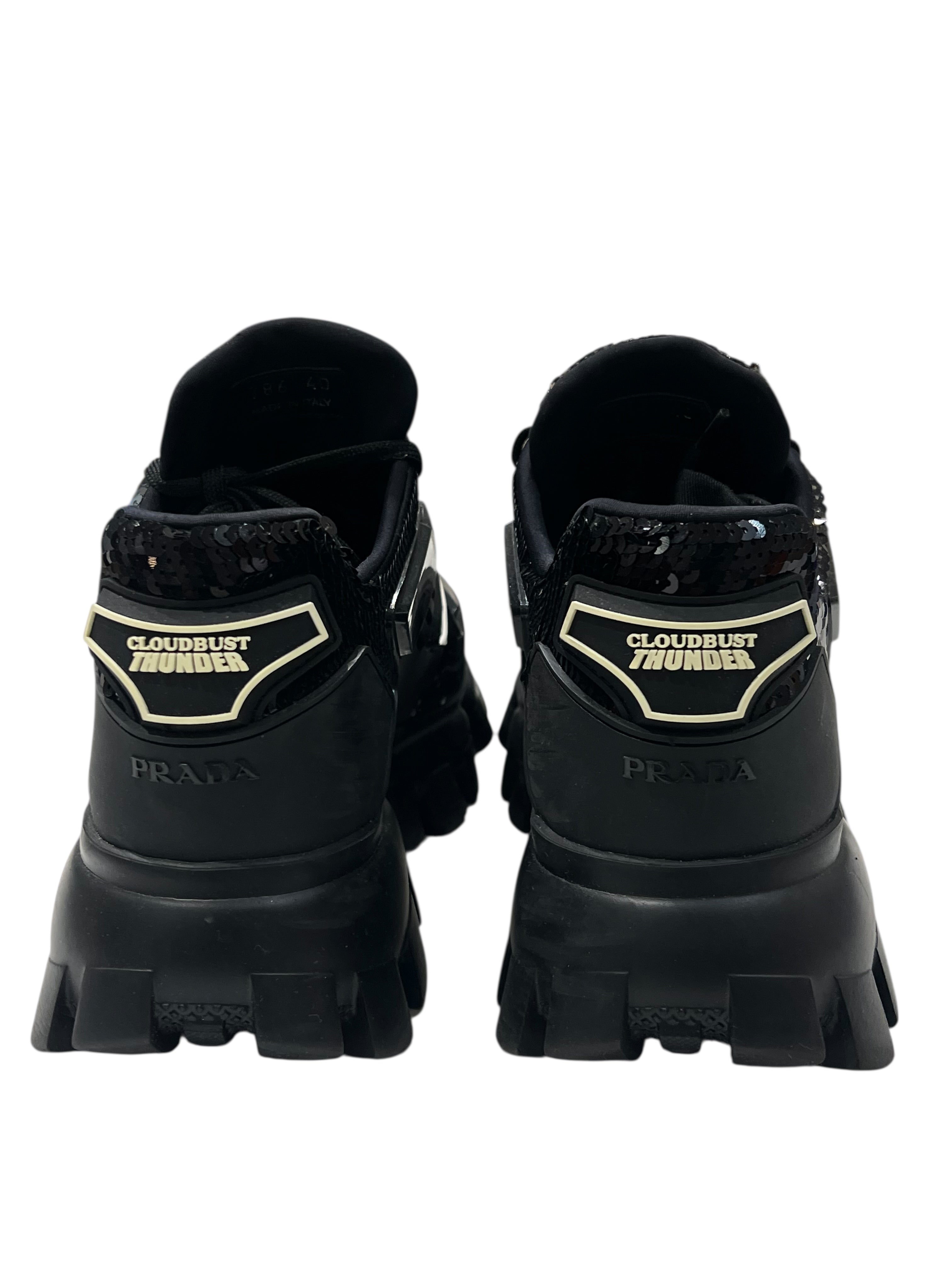 Prada - Sneakers cloudbust thunder noires sequins t40