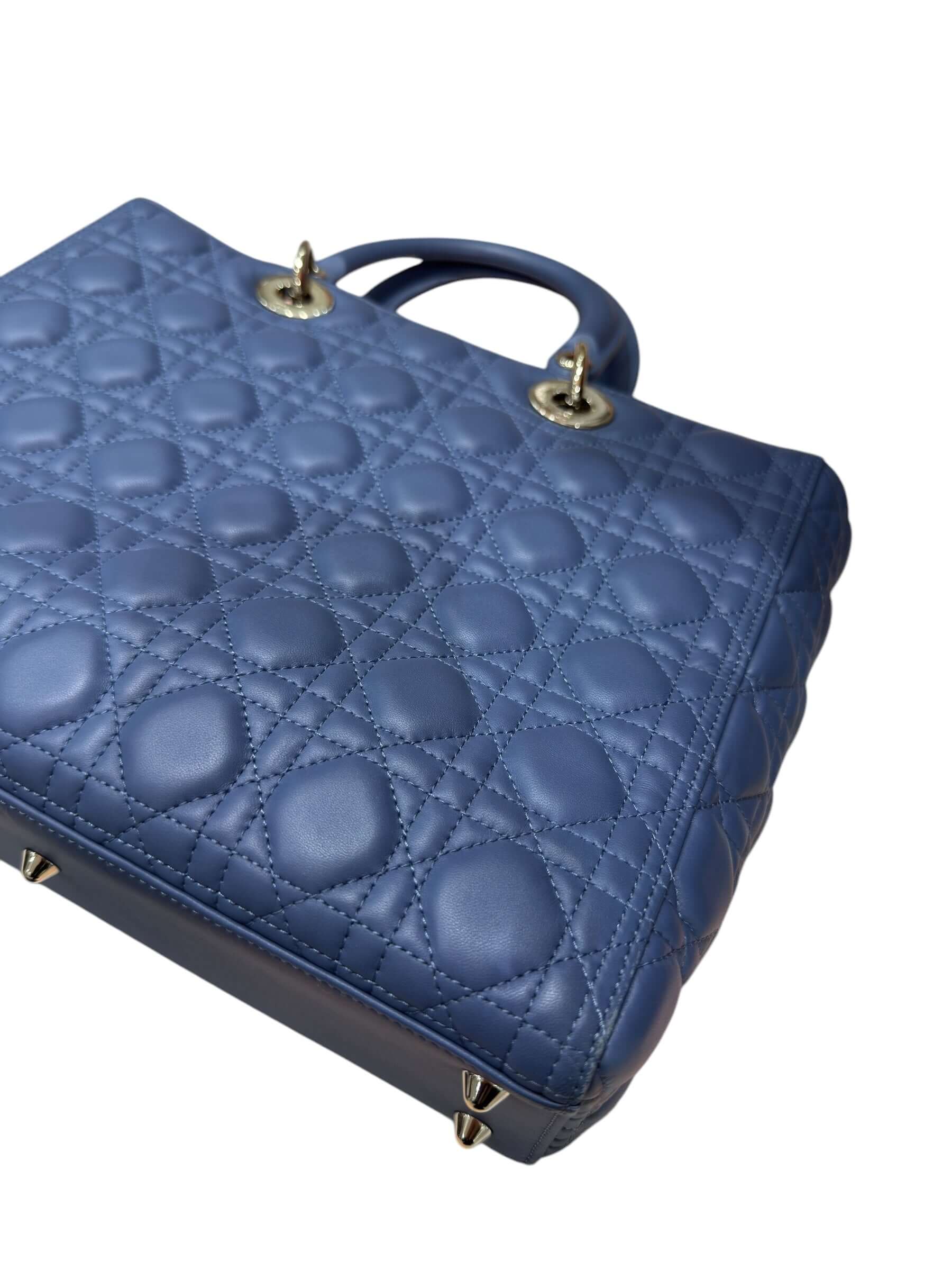 Christian Dior - Sac Lady Dior Large en cuir bleu orage