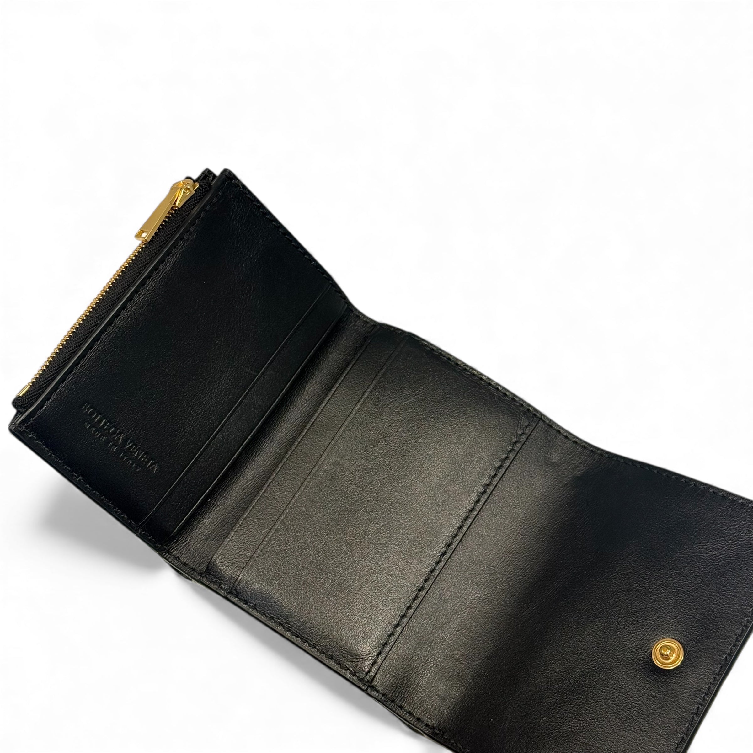 Bottega Veneta - Portefeuille compact en cuir intrecciato