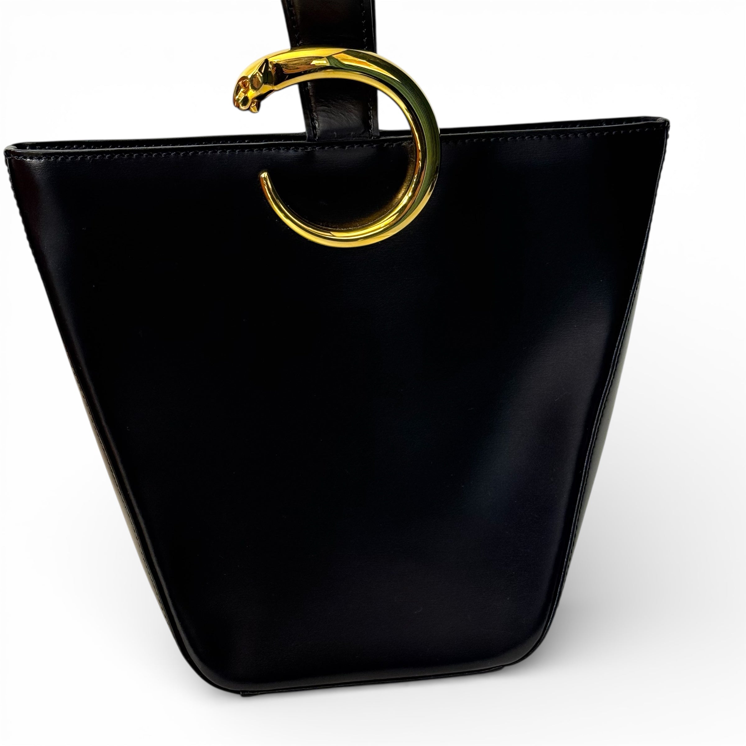 Cartier - Panther-Tasche aus schwarzem Leder