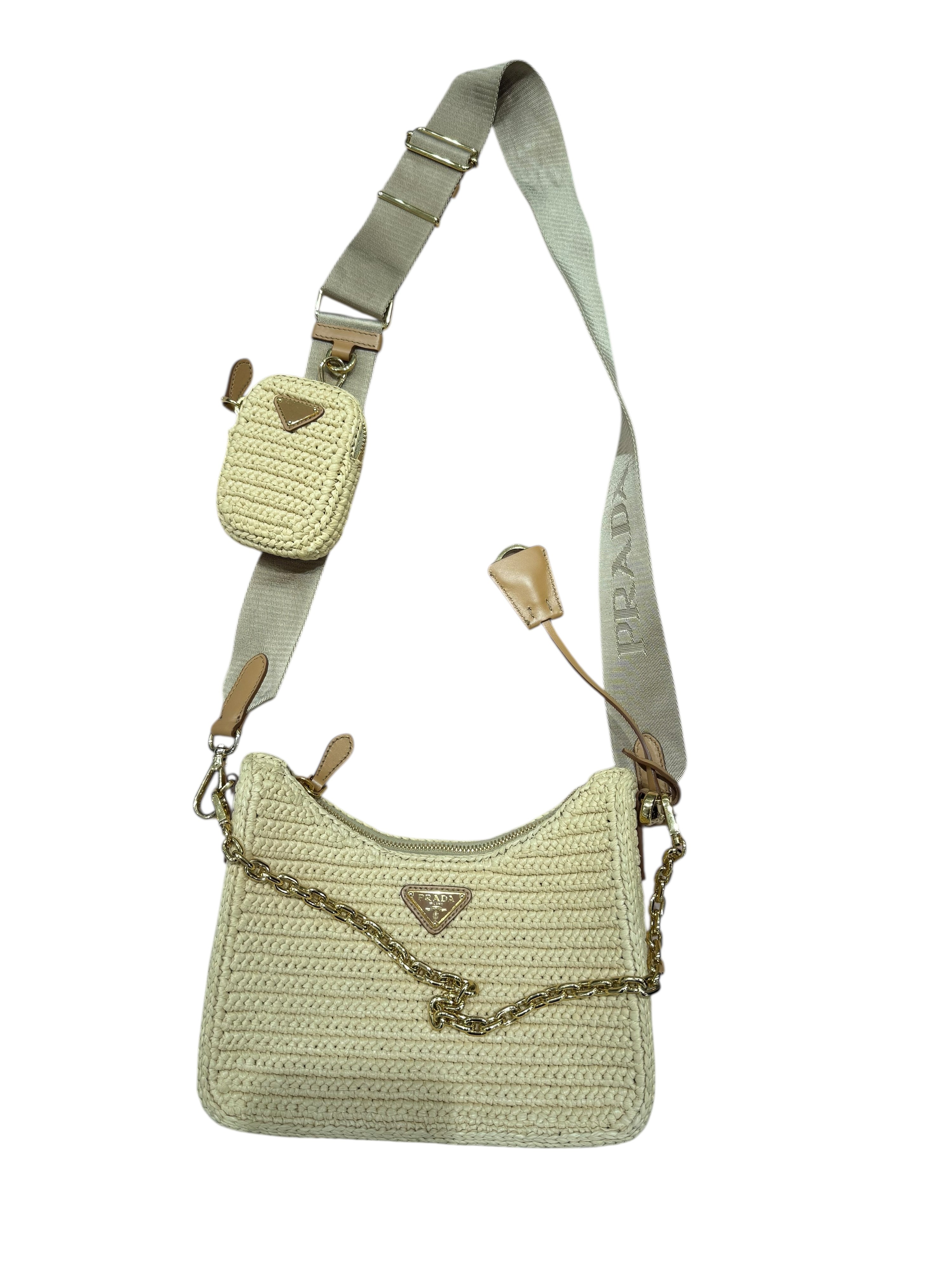 Prada - 2005 Re-Edition bag in natural leather and raffia