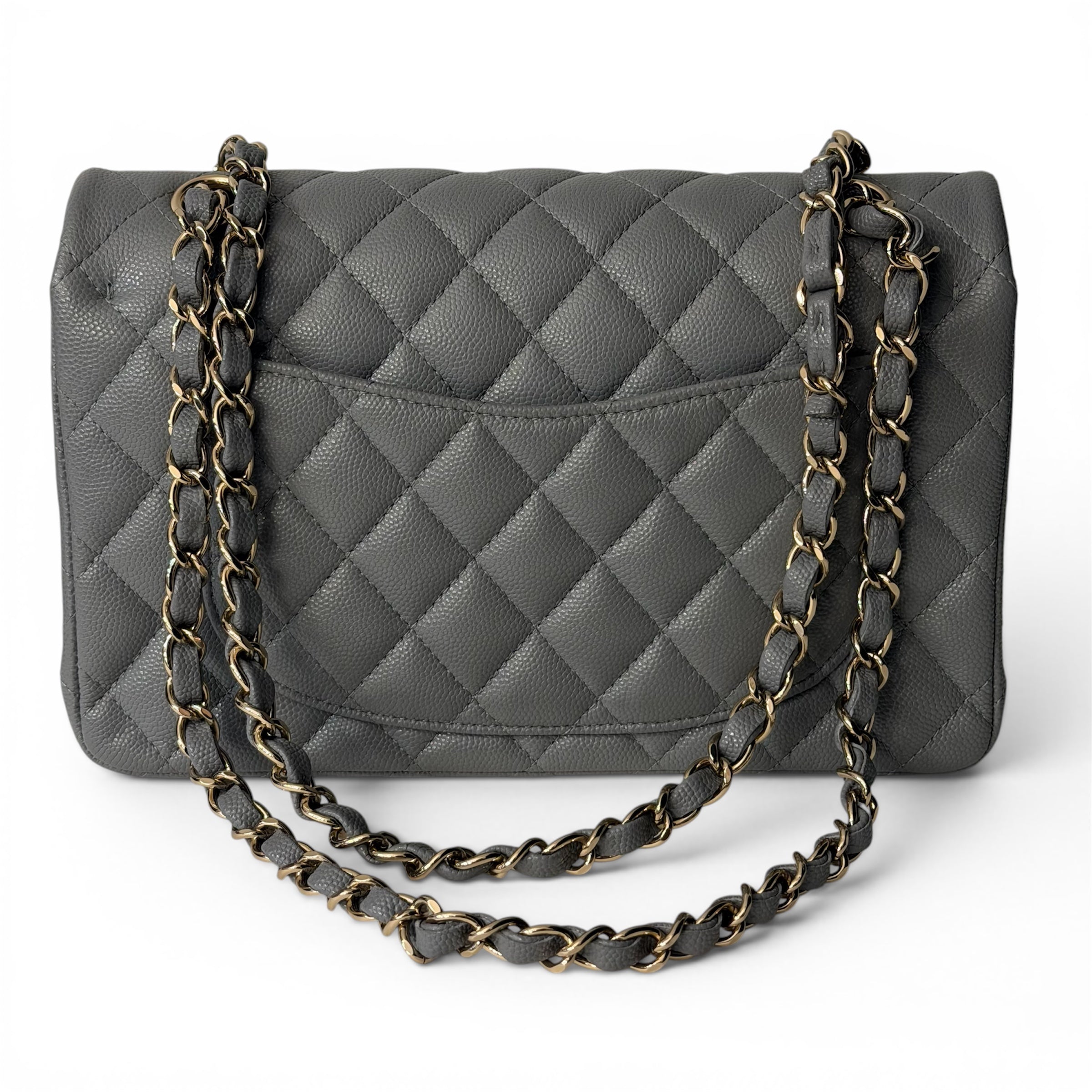Chanel - Sac Classique Timeless cuir caviar gris