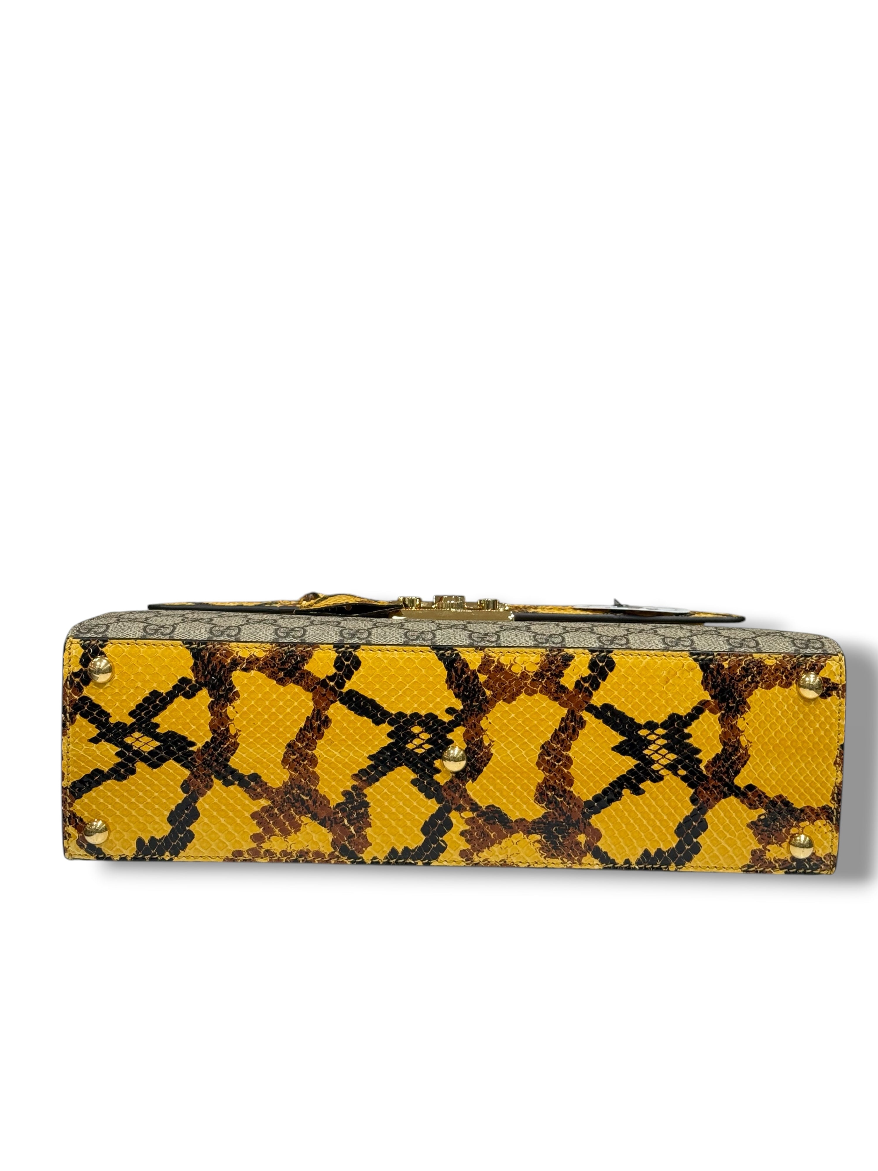 Gucci – Padlock GM Be Touch Tasche aus Canvas und Pythonleder