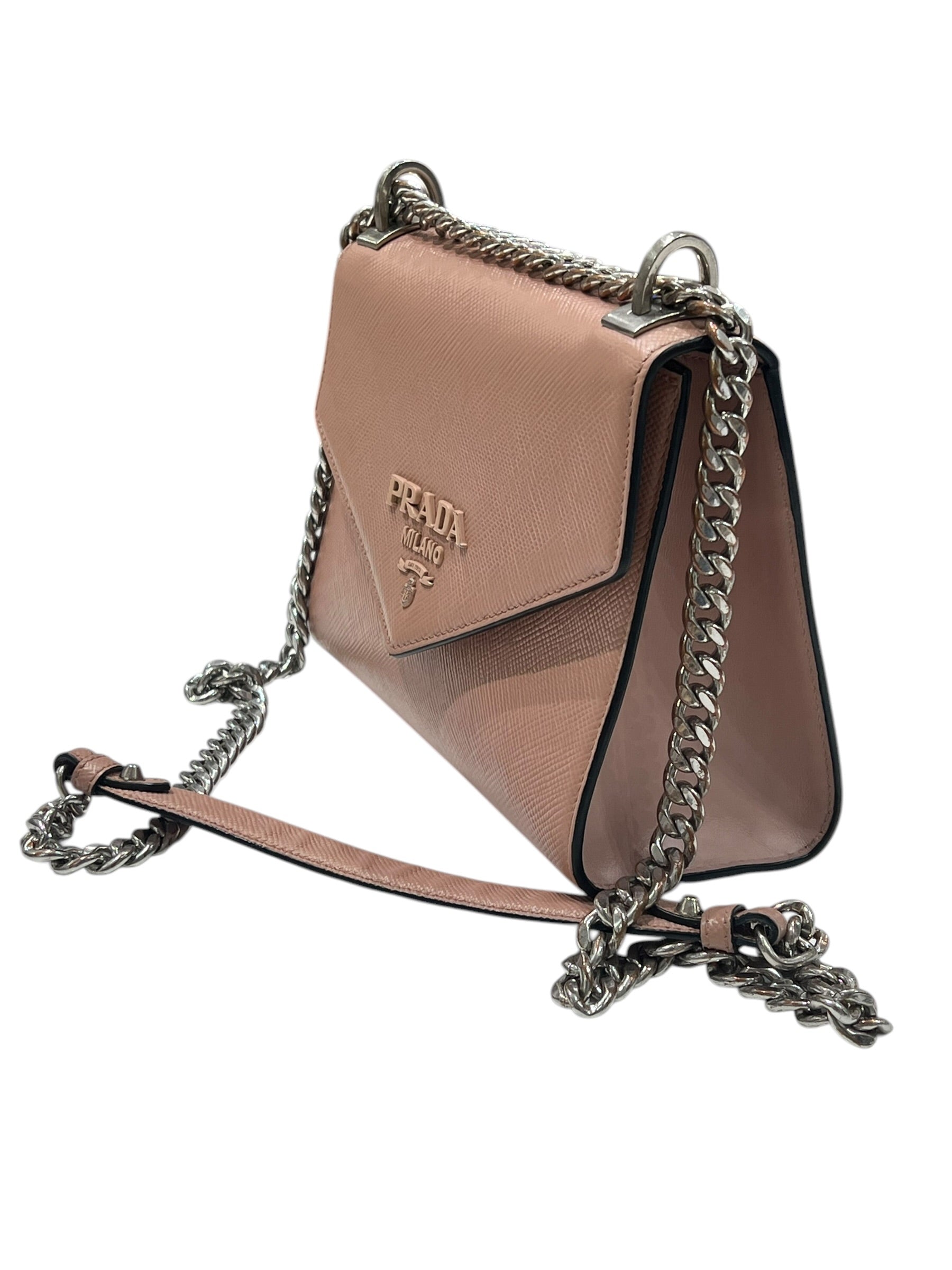 Prada - sac cuir saffiano rose nude