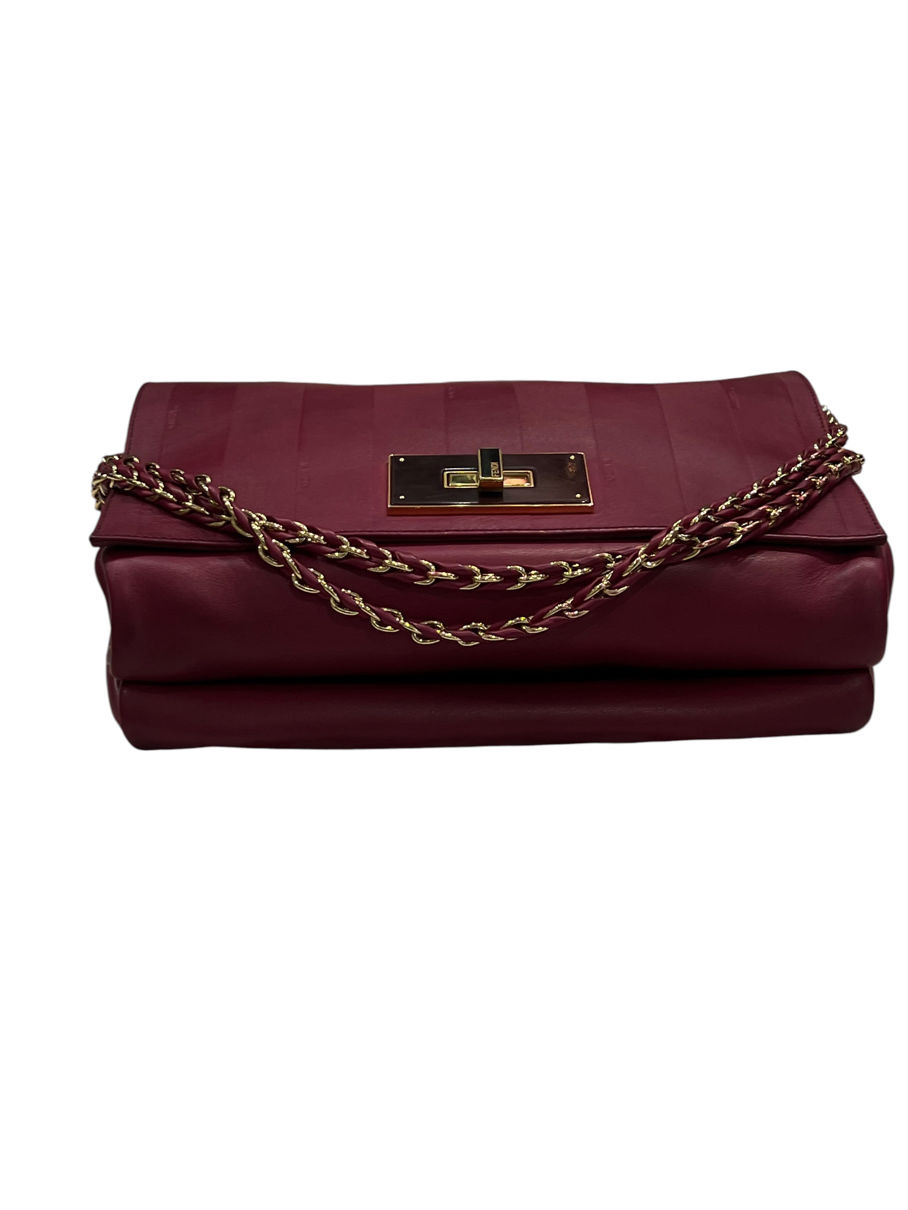 FENDI - sac Claudia cuir bordeaux