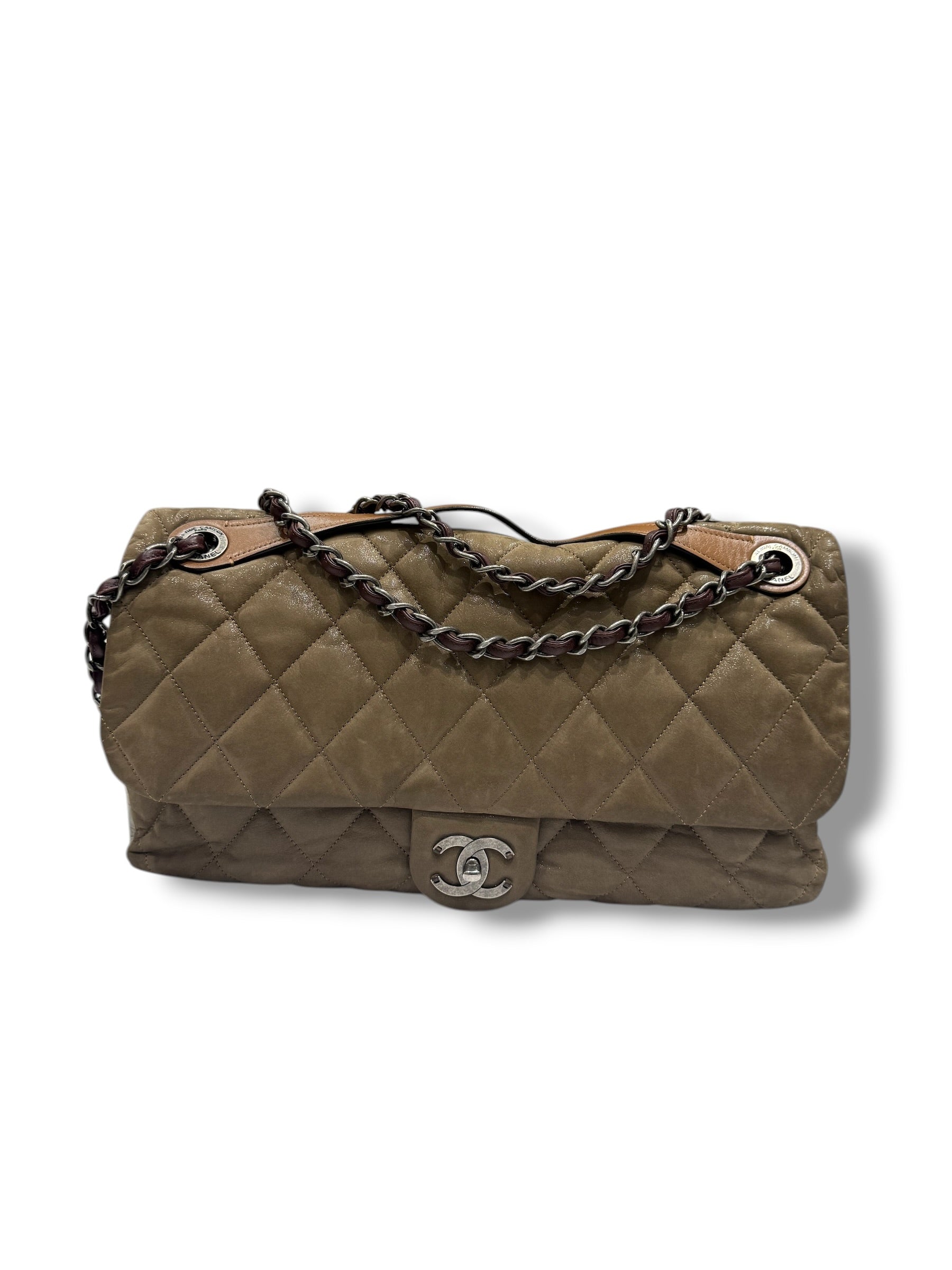 Chanel - Sac Grand classique à rabat irisé brun