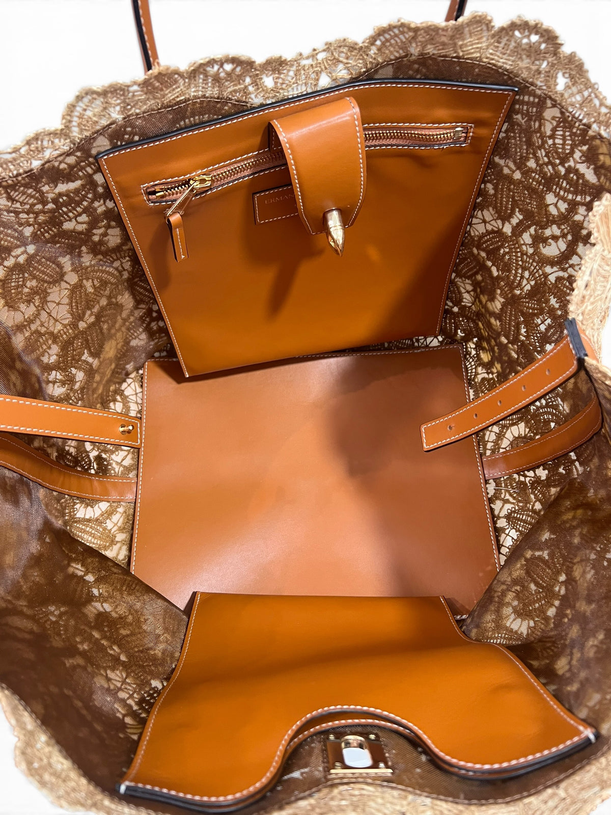 Ermano Scervino - Cabas en raphia et cuir