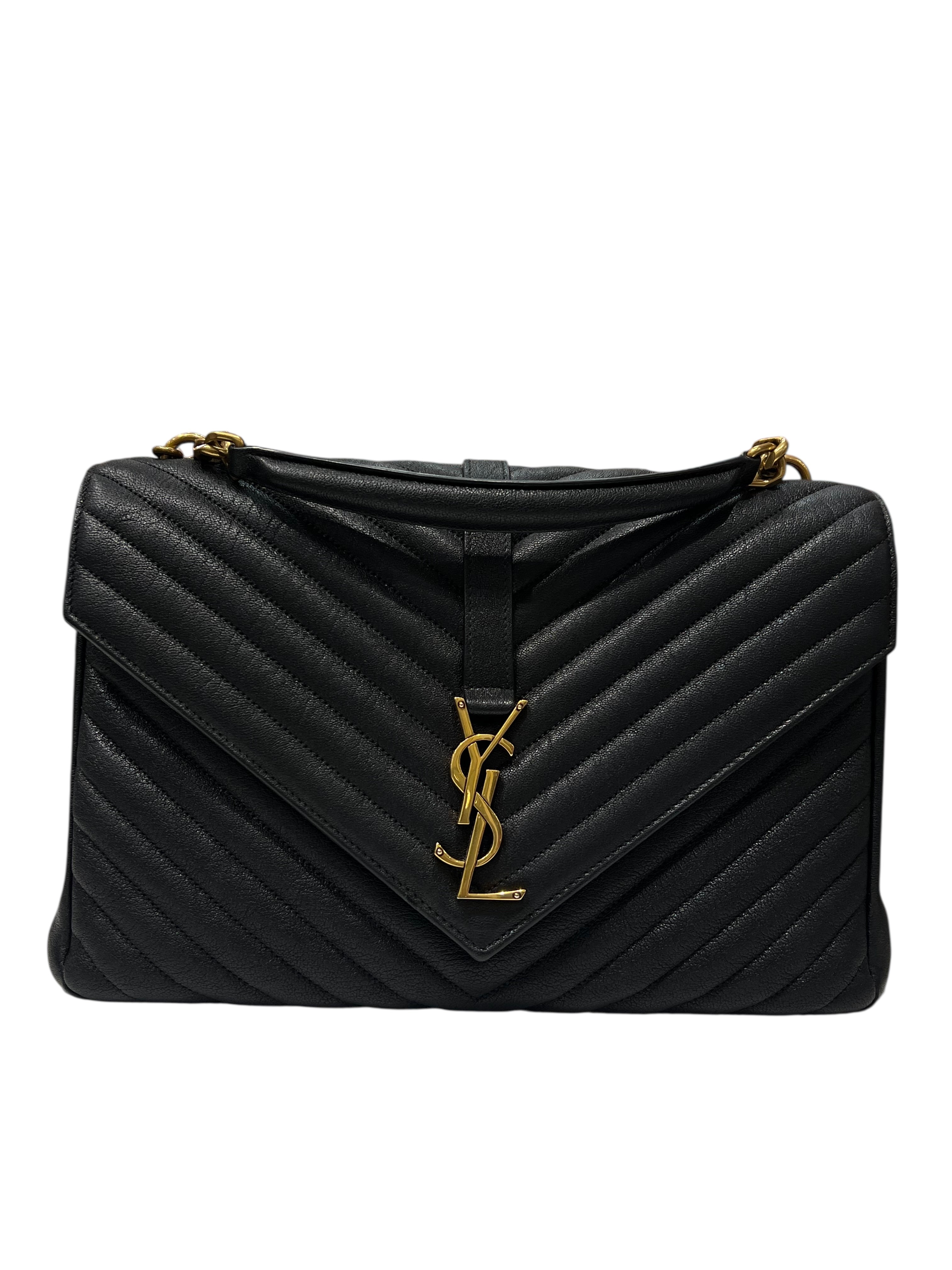 Saint Laurent - sac collège cuir noir GM