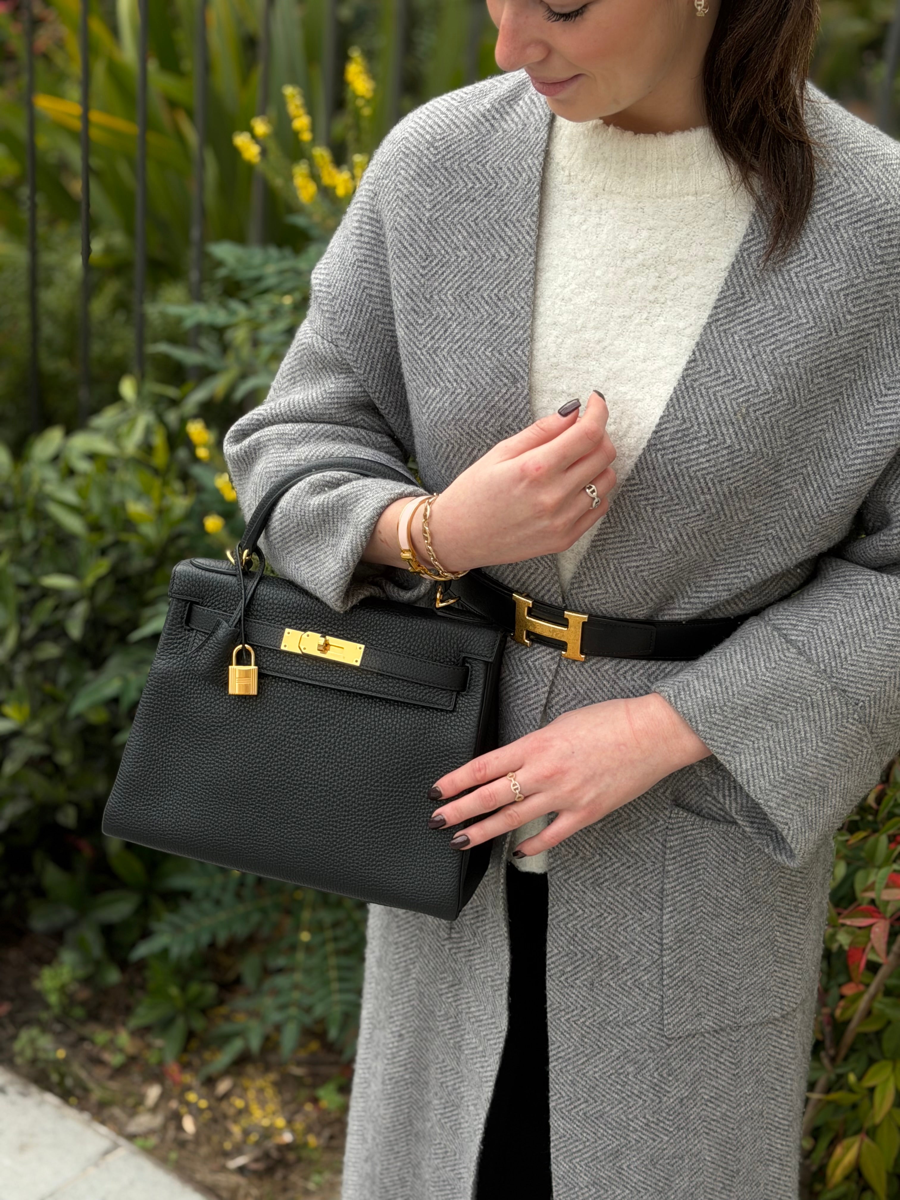 Hermès - Sac Kelly II 28 Togo grainé retourné Noir