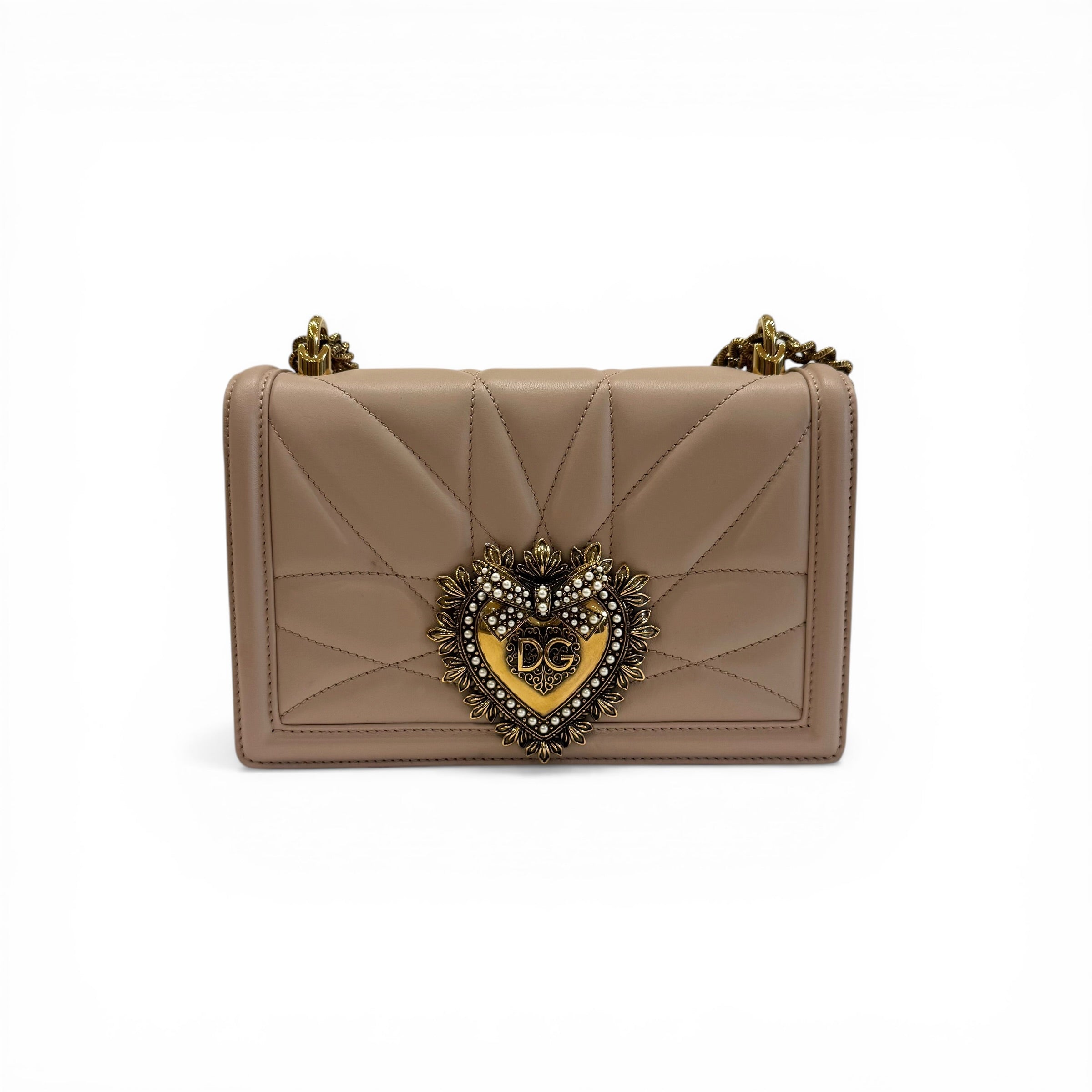 Dolce & Gabbana - Sac Dévotion en cuir rose pale
