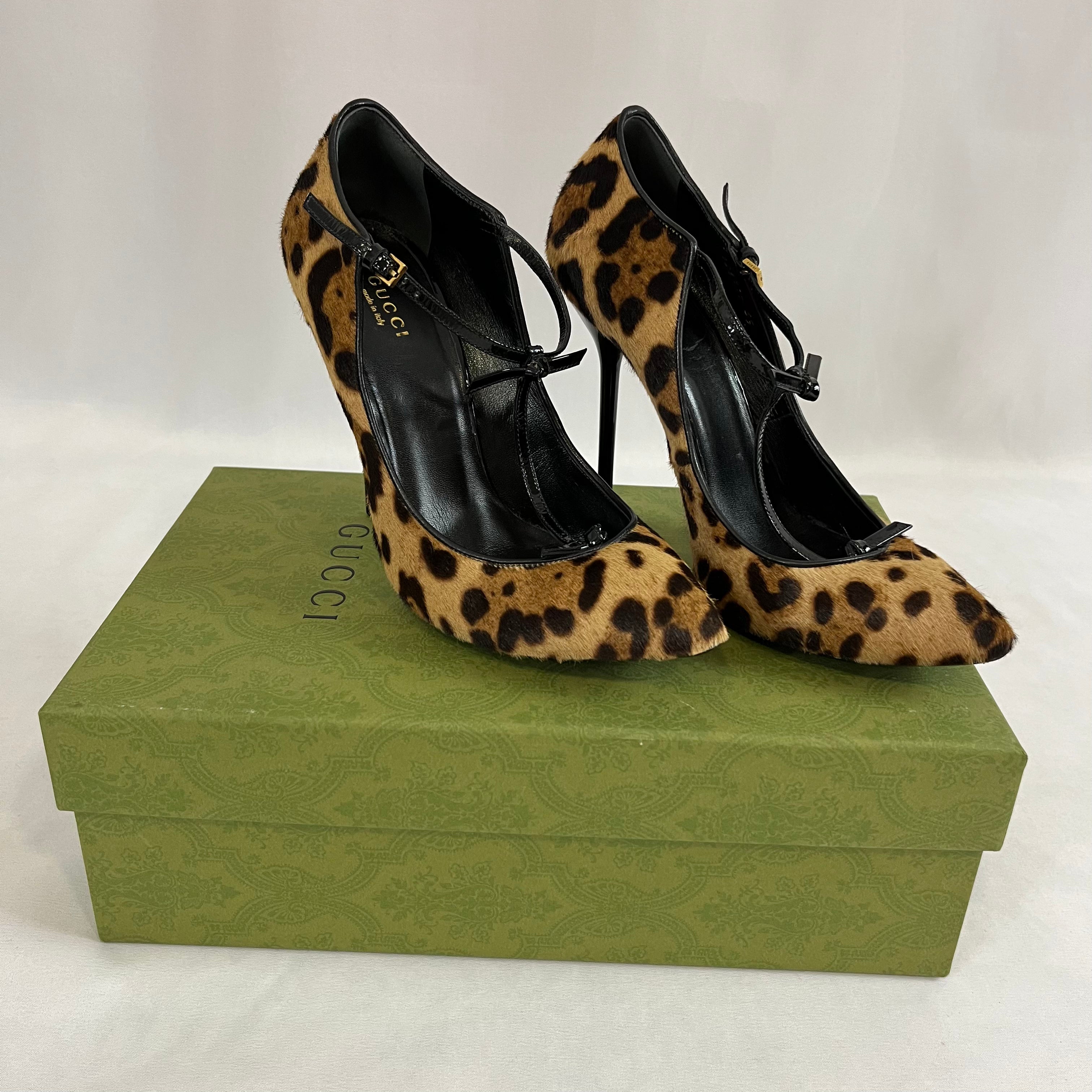 Gucci Les Folies d Eugenie leopard calfskin pumps