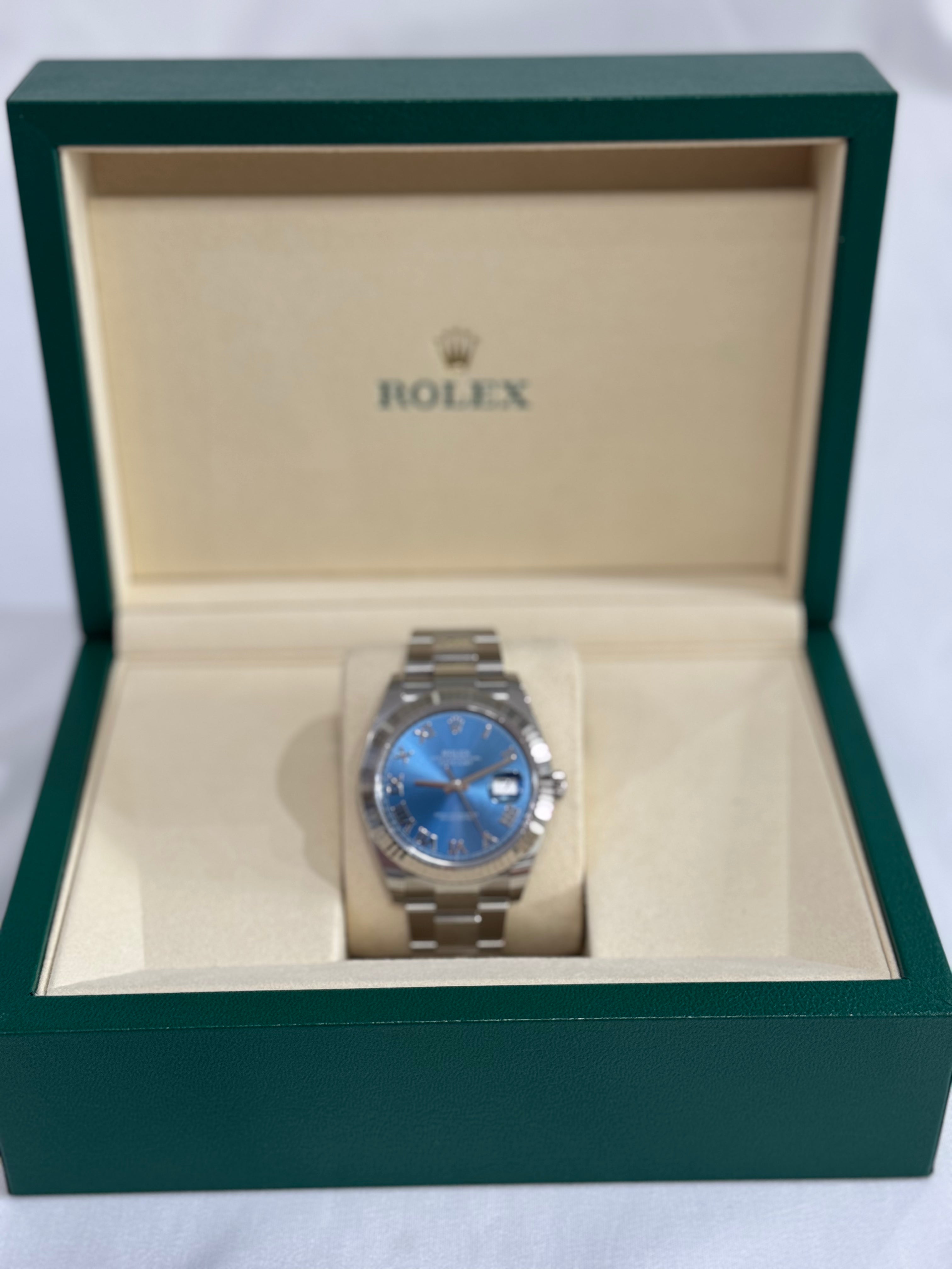 Rolex - Montre DateJust 41mm bleu azzurro